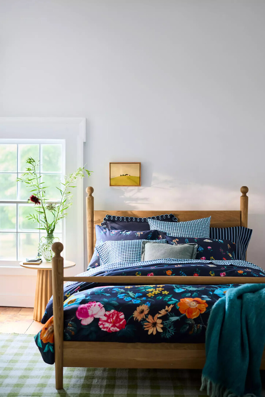 cama roma con dosel de madera de roble