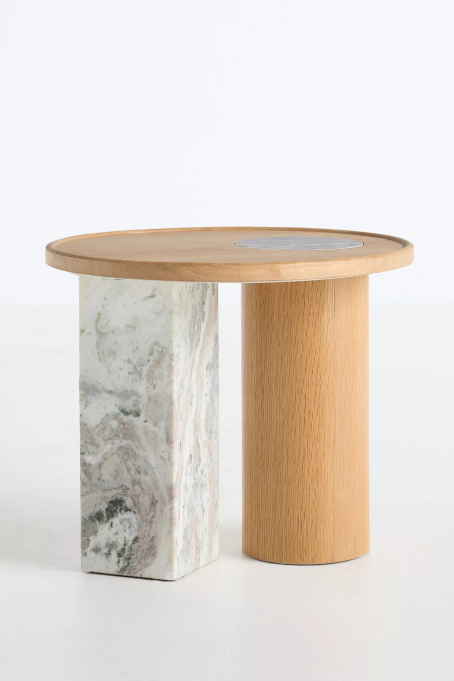 mesa auxiliar rhea de mármol y roble