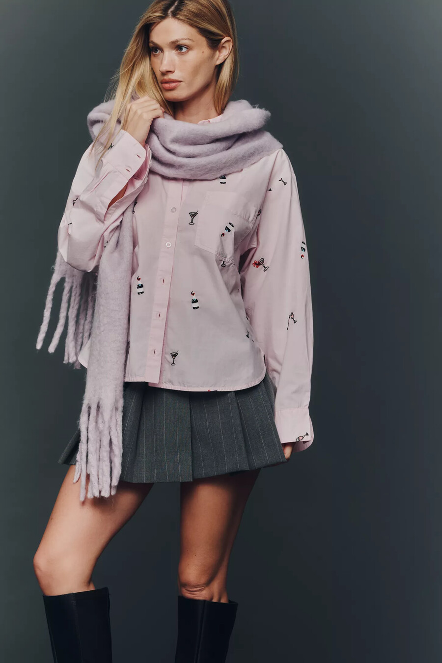 camisa de botones a rayas de lúrex shrunken bennet de maeve