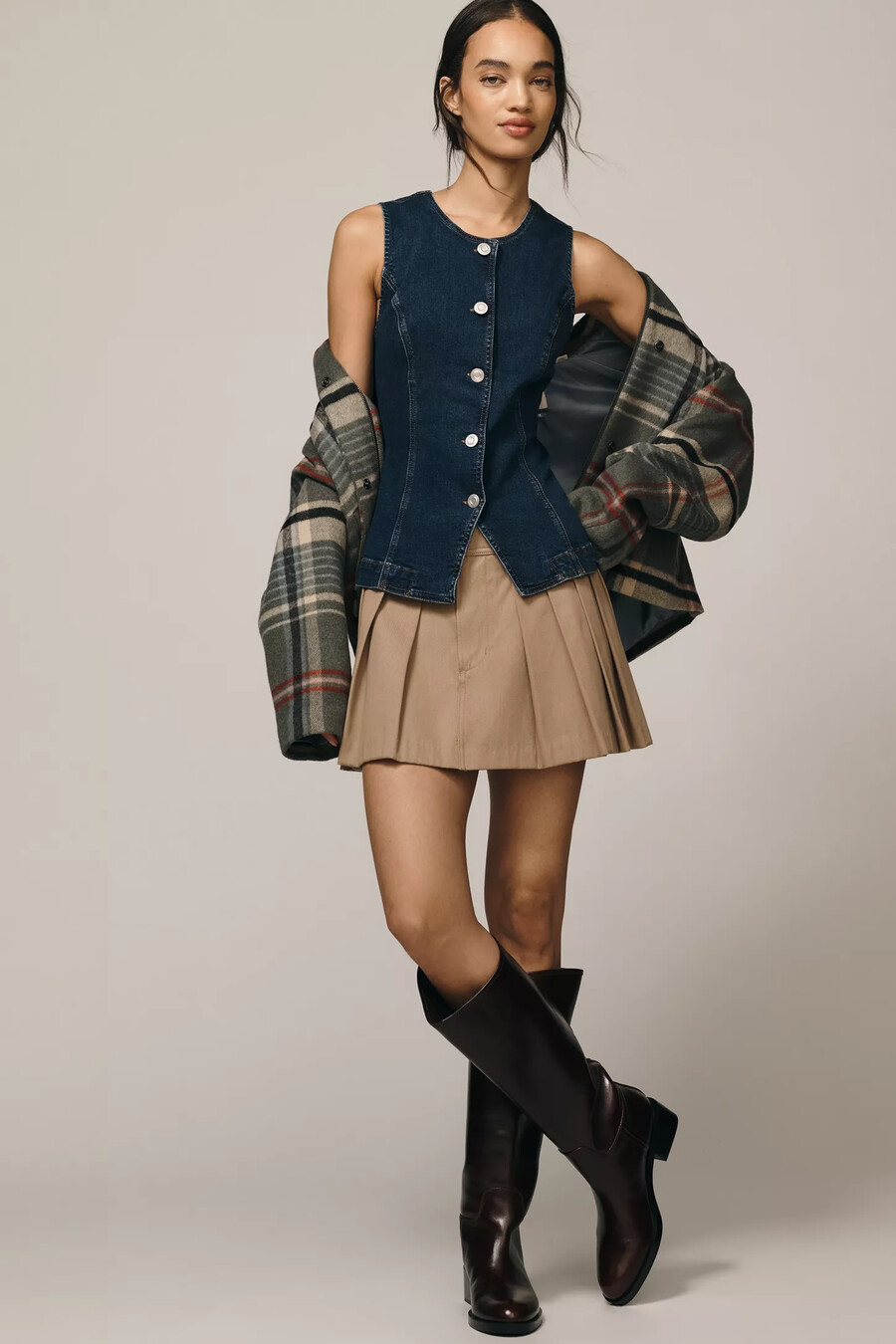chaleco vaquero de cuello redondo maeve