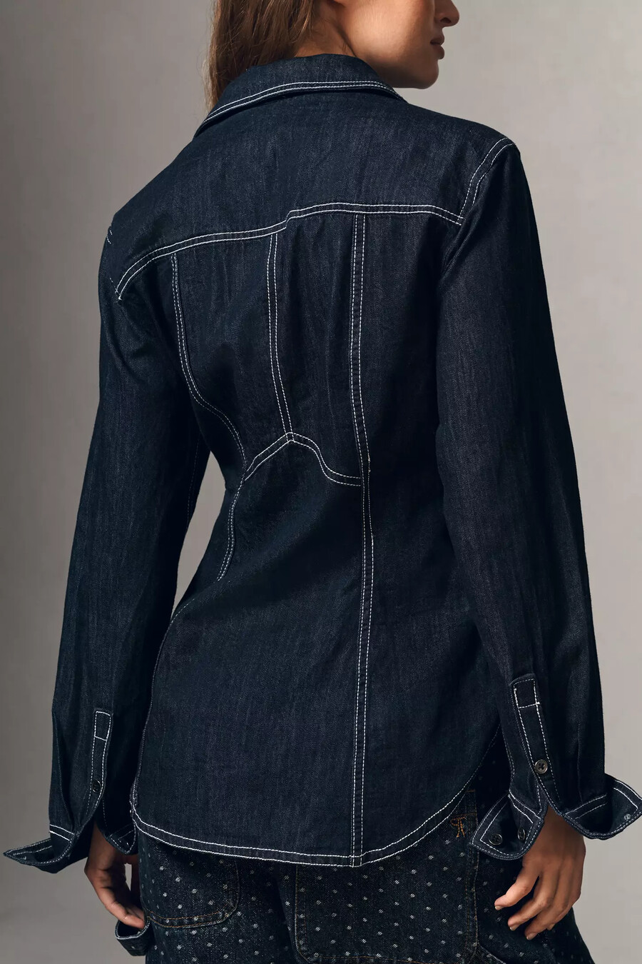 camisa vaquera de manga larga con botones pilcro