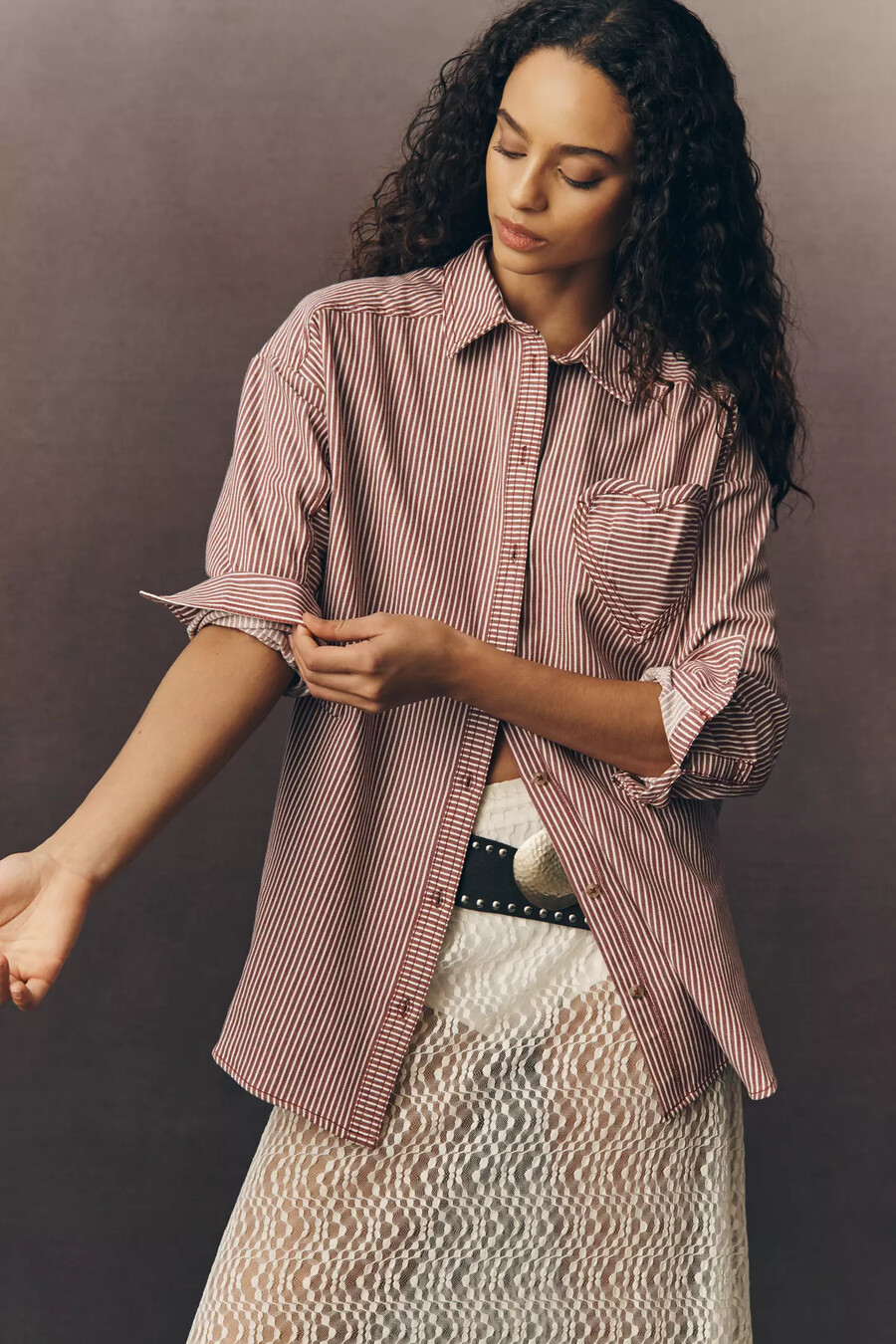 camisa de manga larga con botones y bolsillo en forma de corazón de pilcro