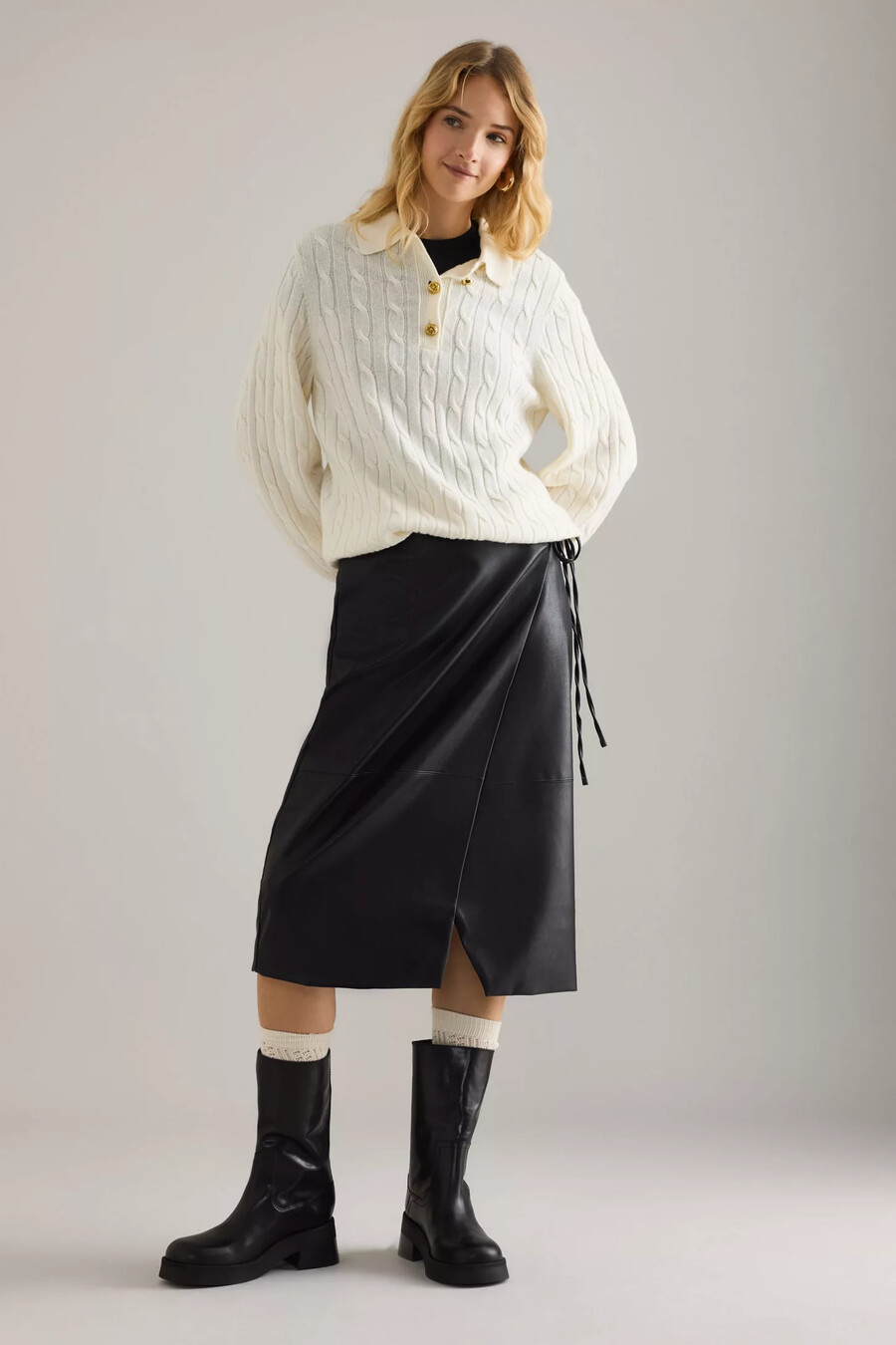jersey de punto trenzado en mezcla de lana barbour evie