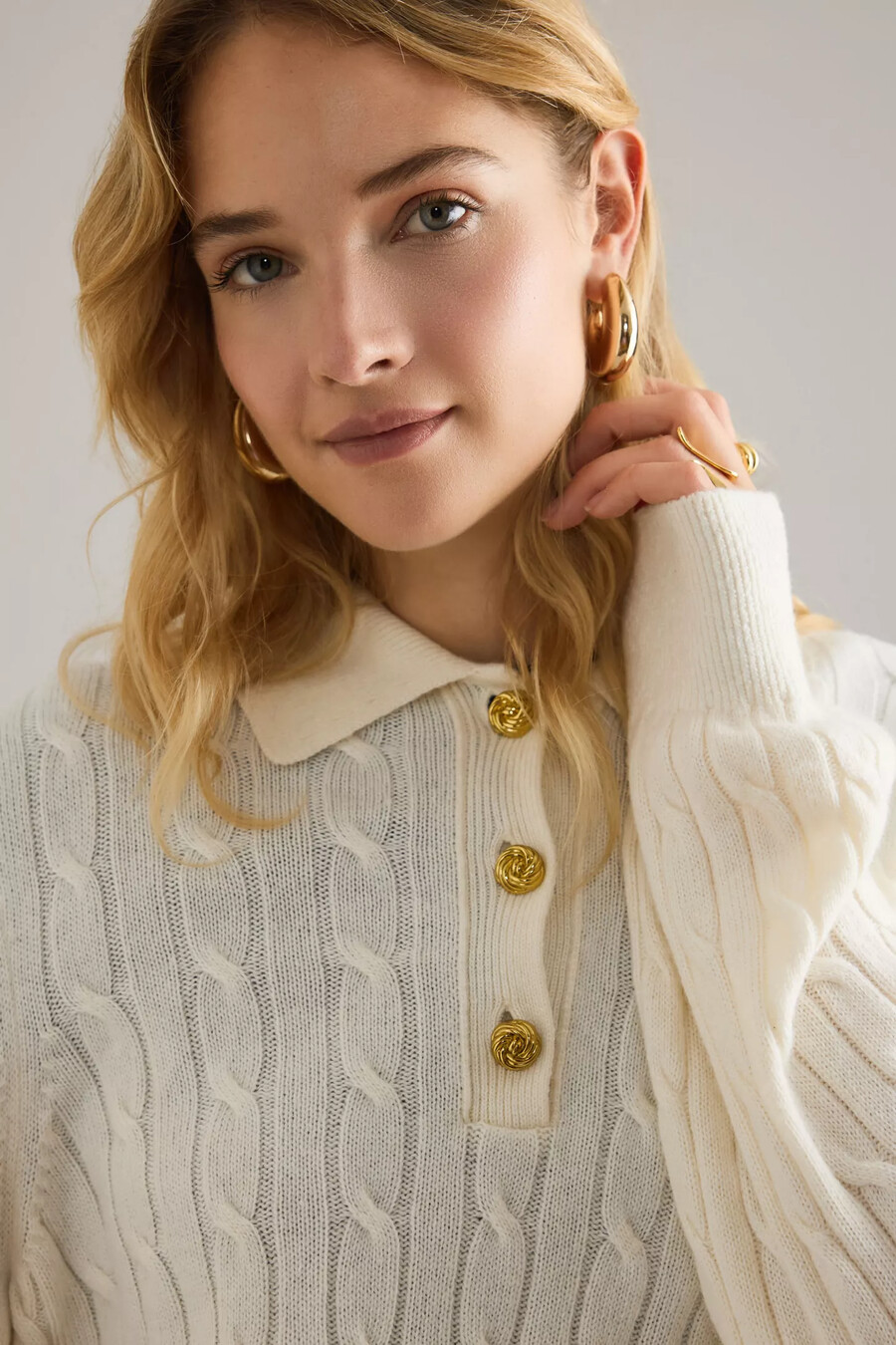 jersey de punto trenzado en mezcla de lana barbour evie