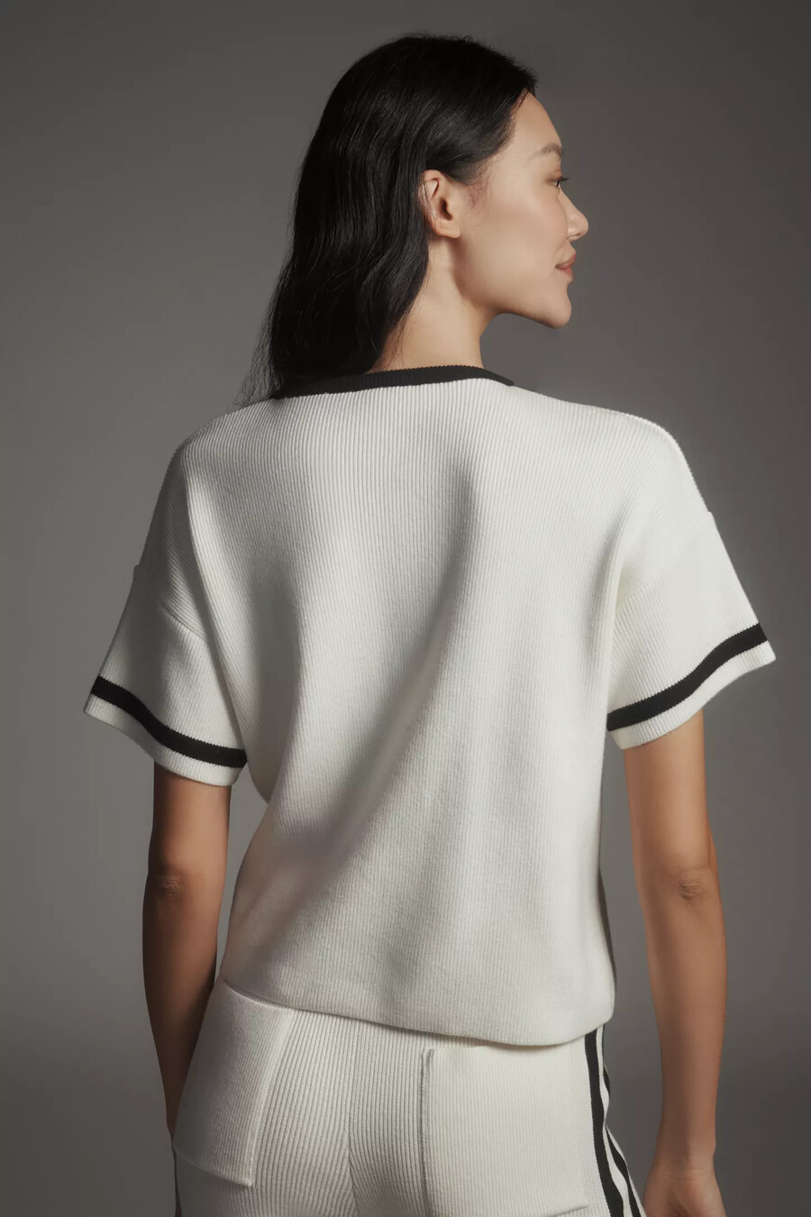 camiseta de punto cuadrado con cuello redondo maeve