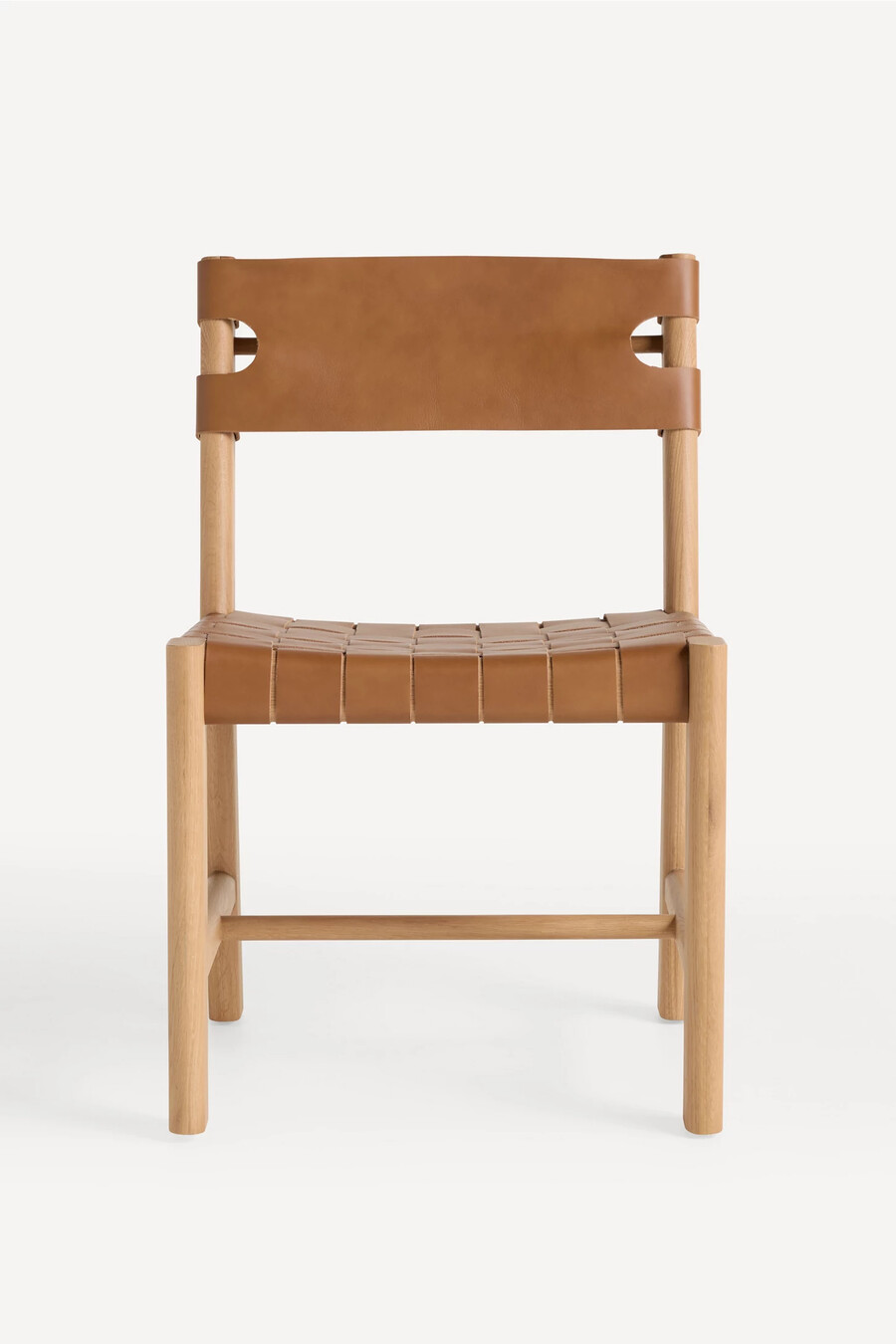 silla de comedor de cuero con correas