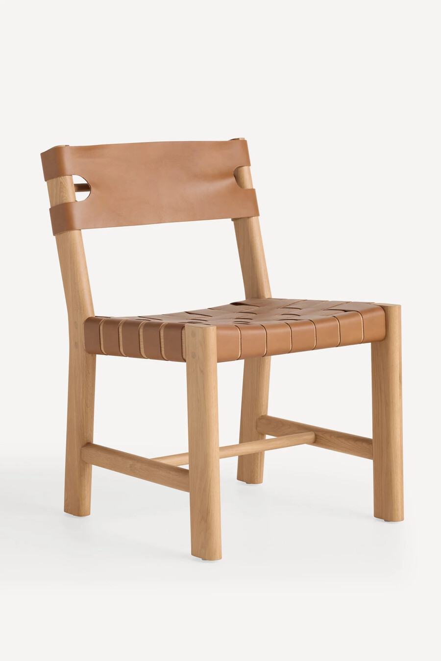 silla de comedor de cuero con correas
