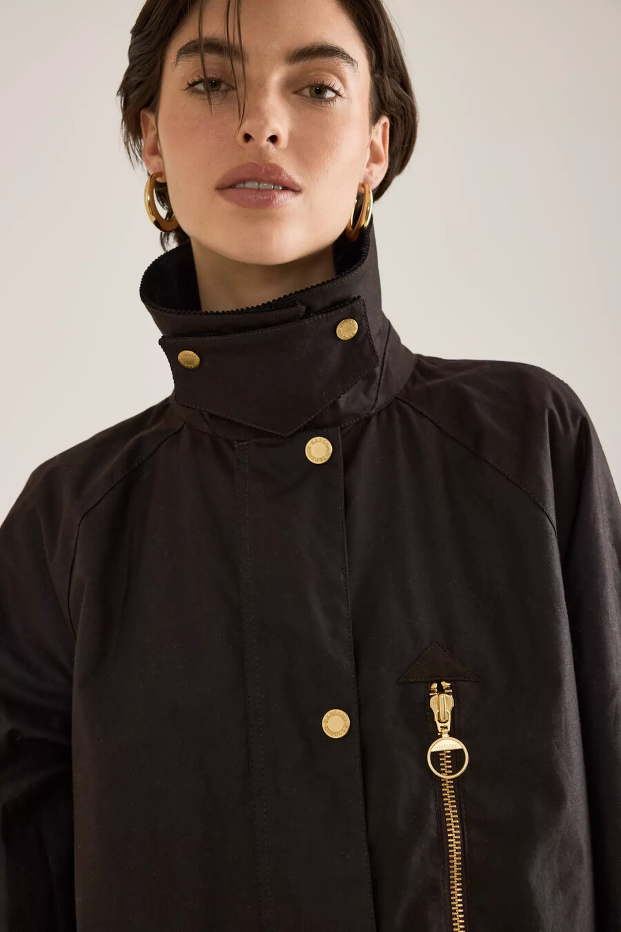abrigo de algodón encerado barbour evette