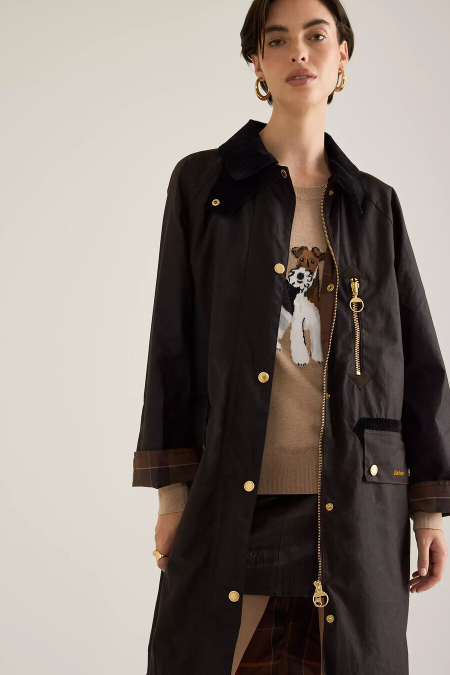 abrigo de algodón encerado barbour evette