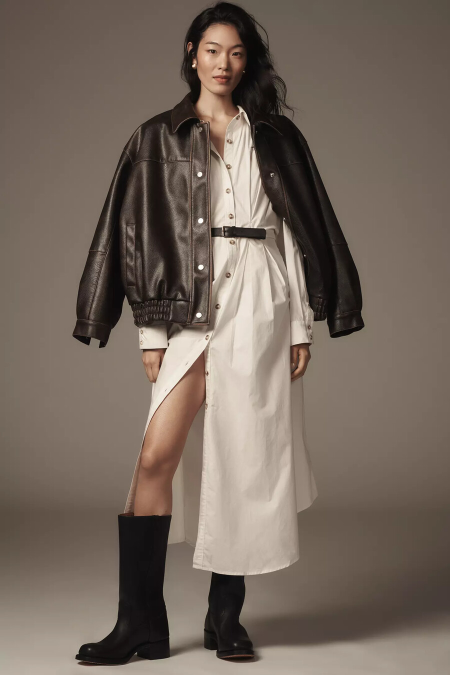 chaqueta extragrande de piel sintética lavada pilcro