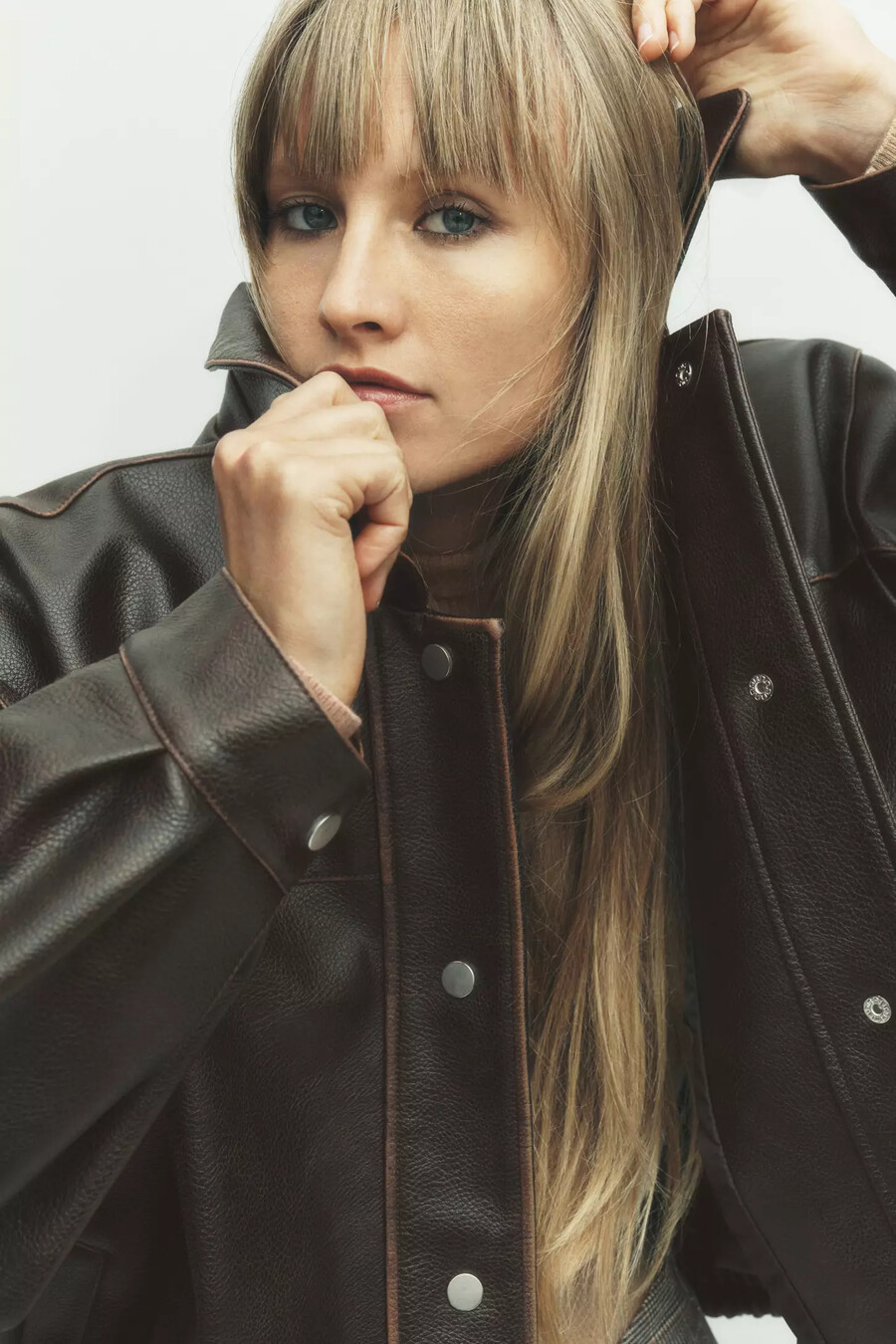 chaqueta extragrande de piel sintética lavada pilcro