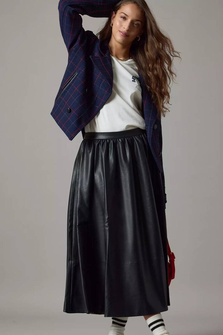 blazer corto a cuadros blanco de maeve x merrick
