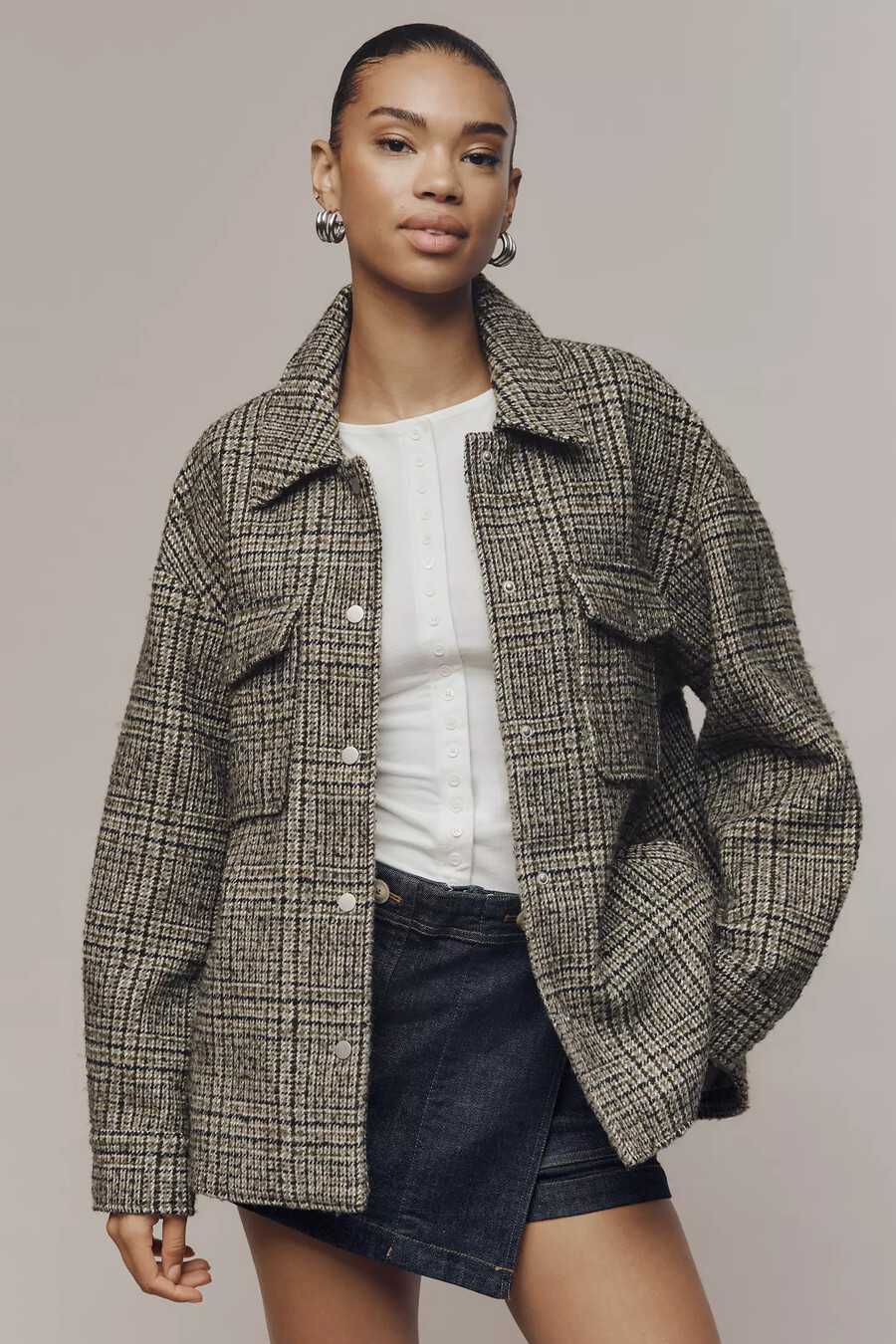 chaqueta de camisa de tweed maeve