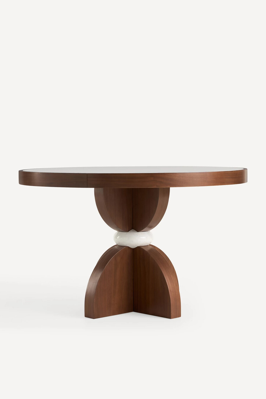mesa de comedor redonda de madera con tapa de mármol vivienne de 48 pulgadas
