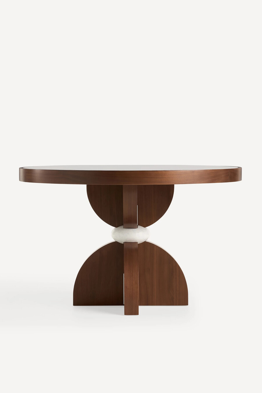 mesa de comedor redonda de madera con tapa de mármol vivienne de 48 pulgadas