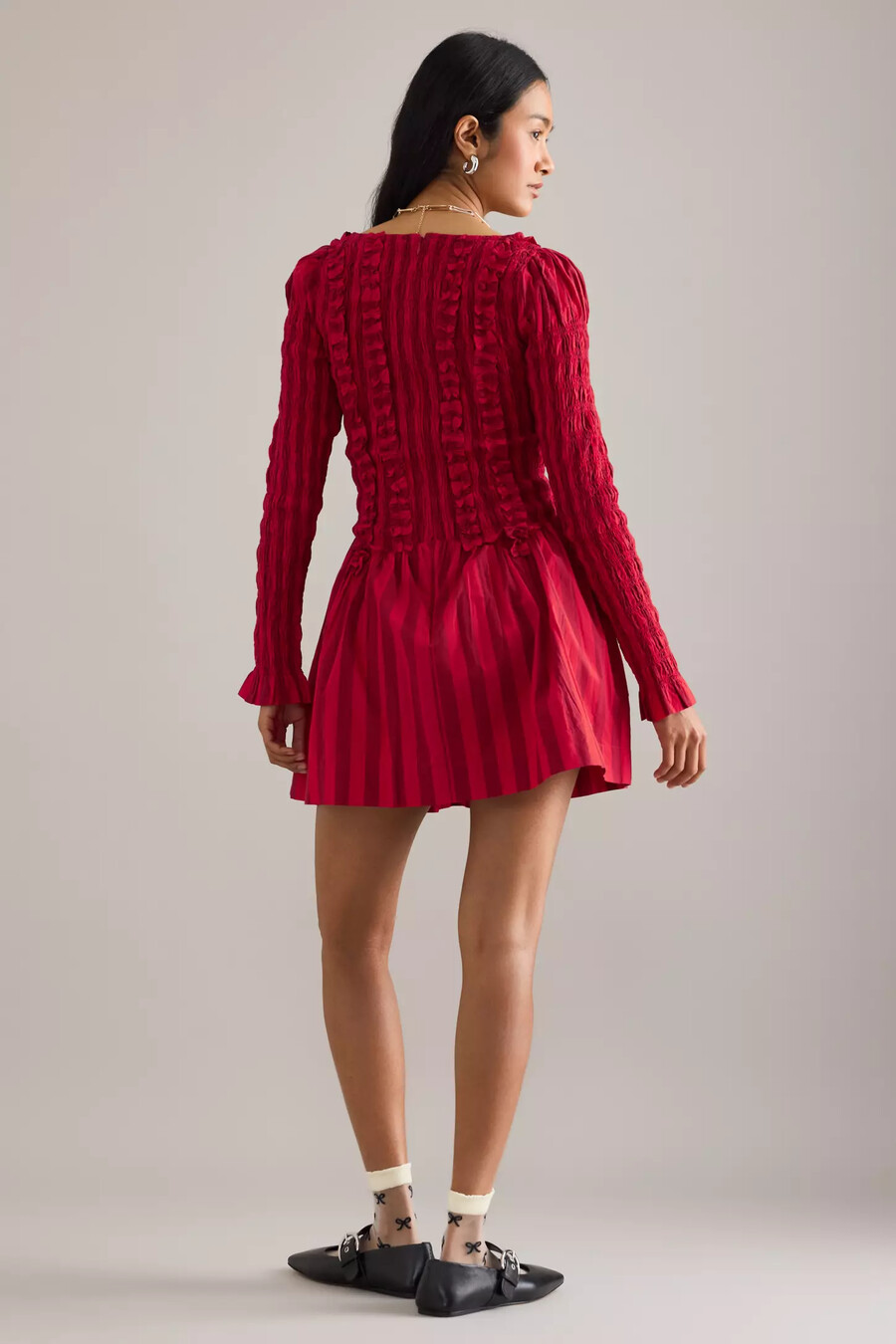 vestido mini de manga larga raphaela de damson madder