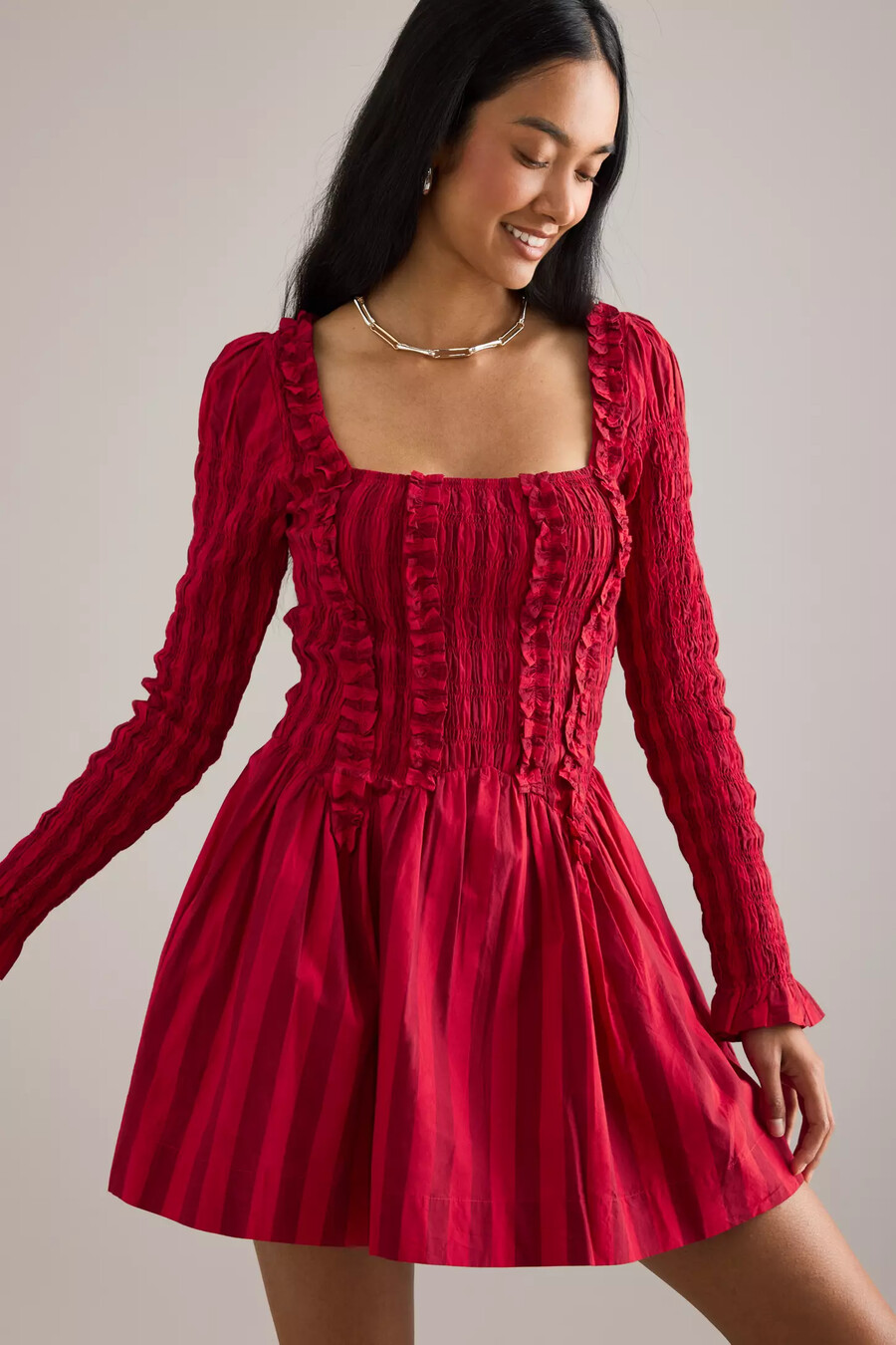 vestido mini de manga larga raphaela de damson madder