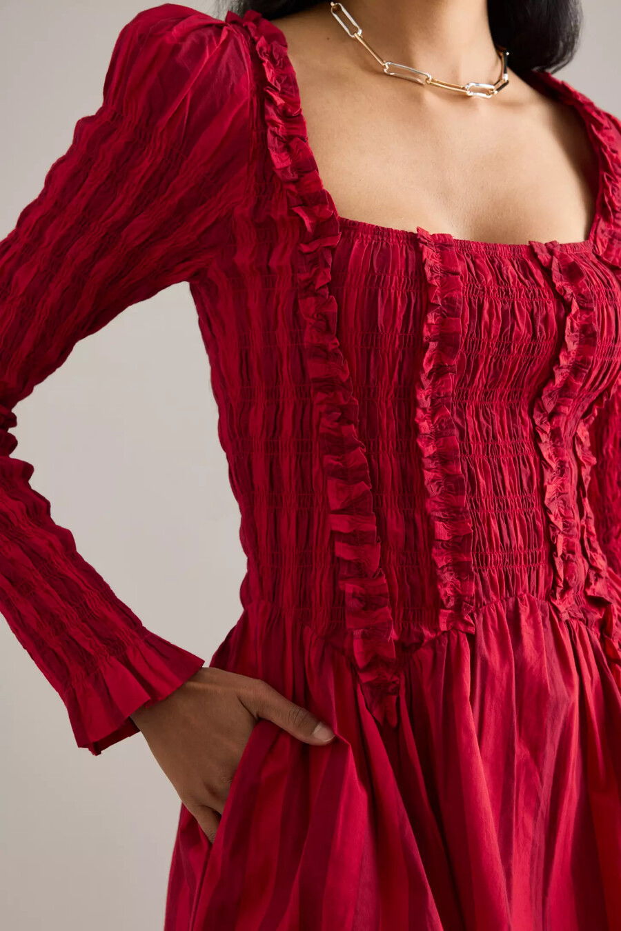 vestido mini de manga larga raphaela de damson madder