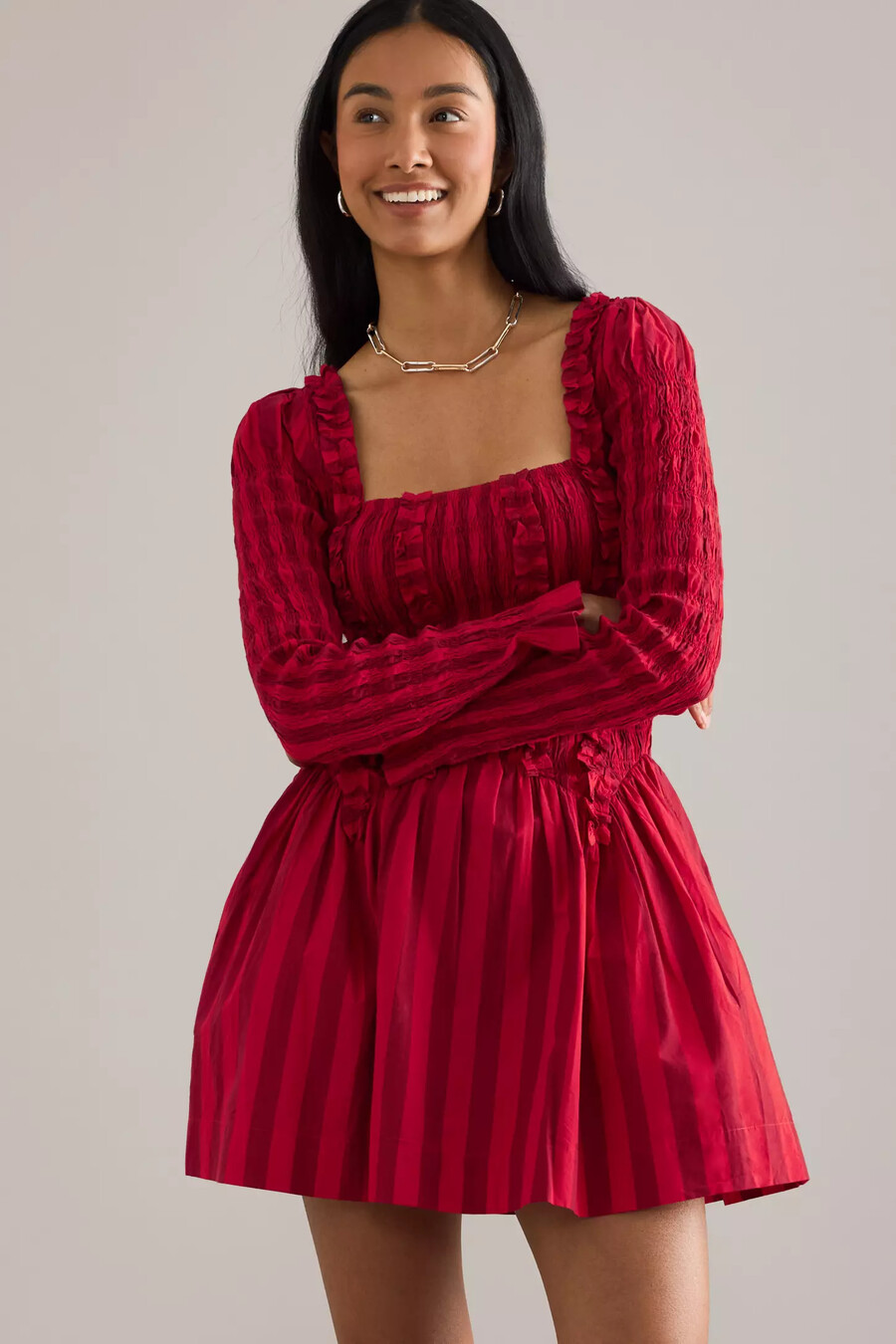 vestido mini de manga larga raphaela de damson madder
