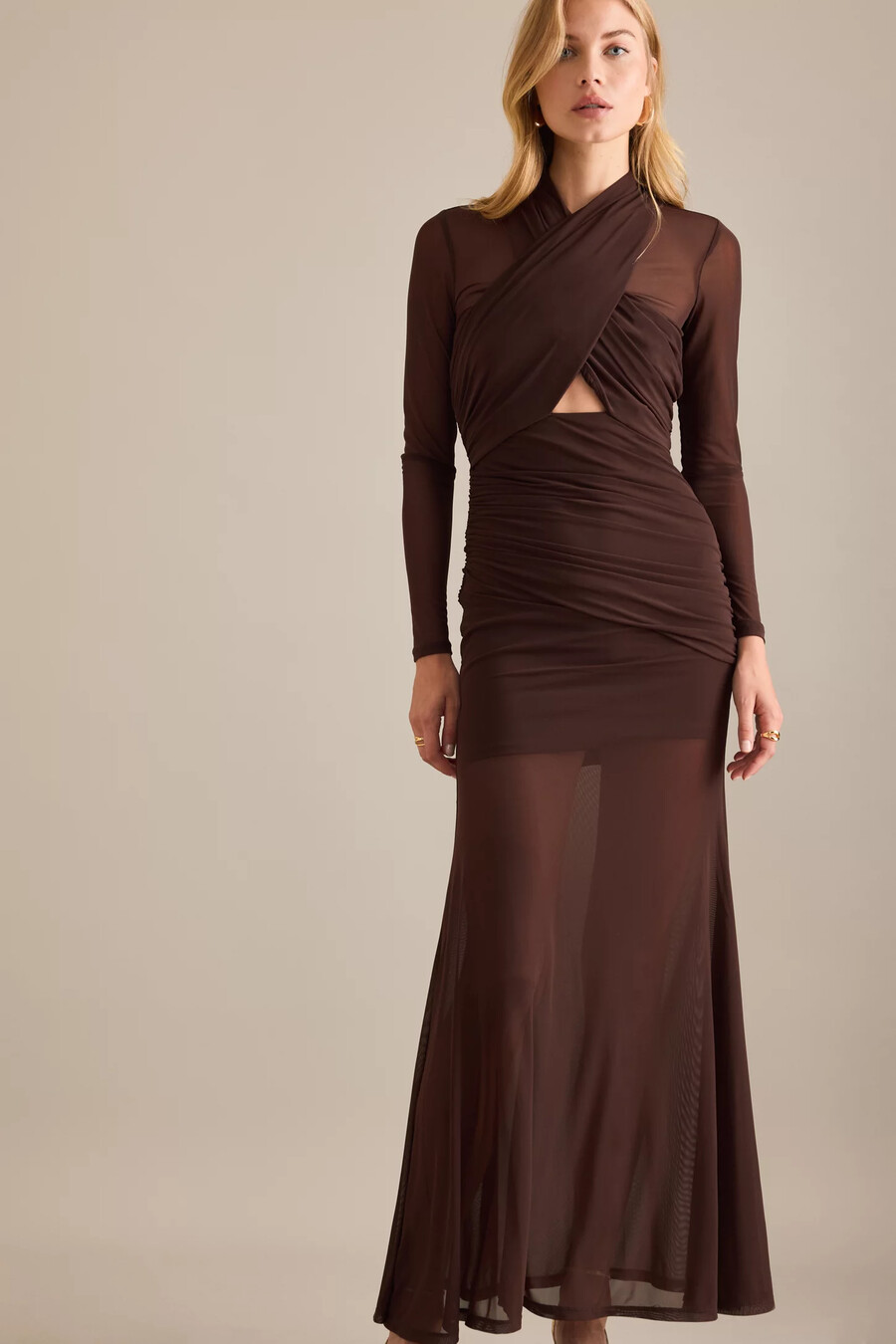 vestido largo cruzado veria de bardot