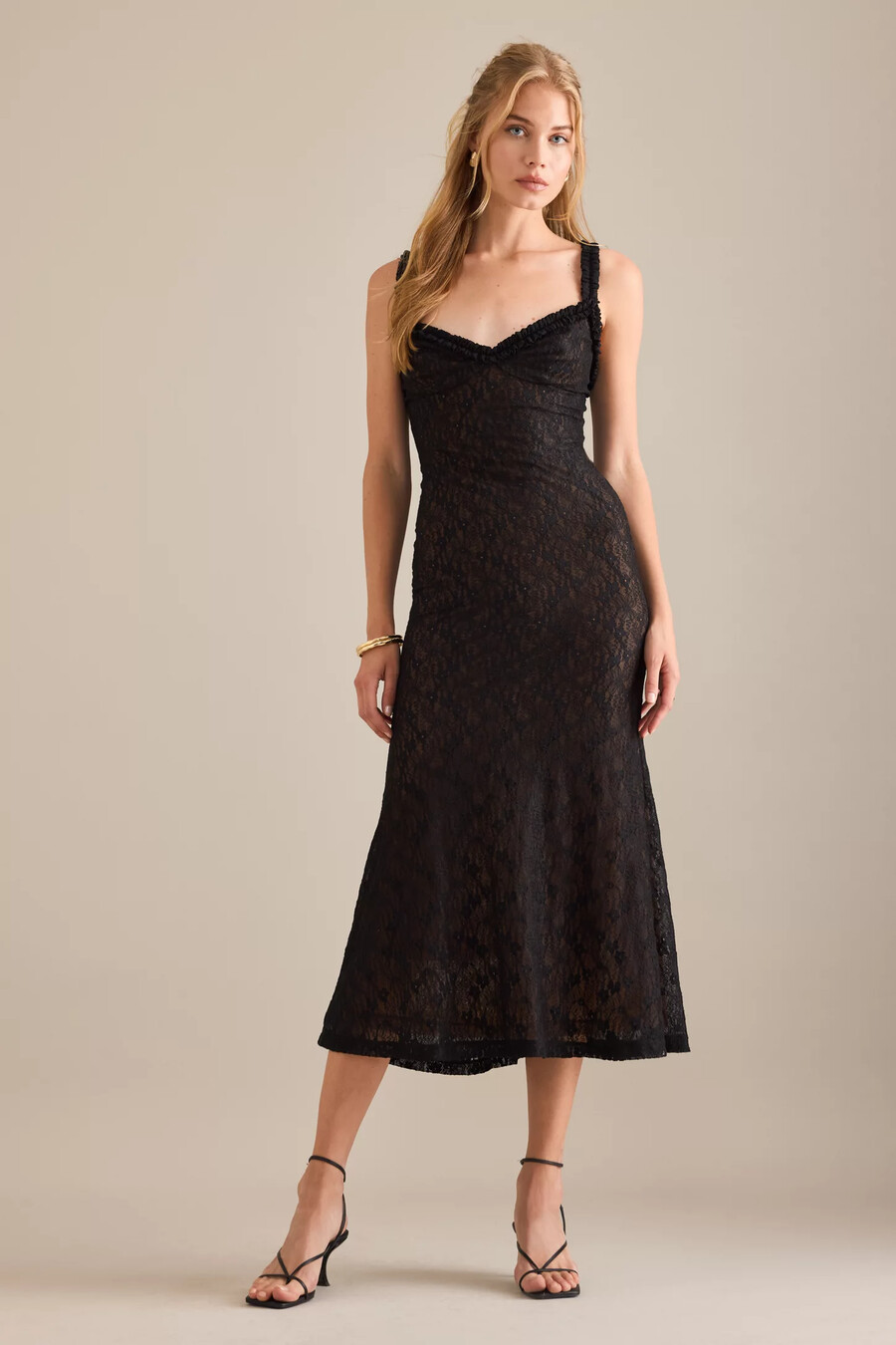 vestido midi de encaje alegra de bardot