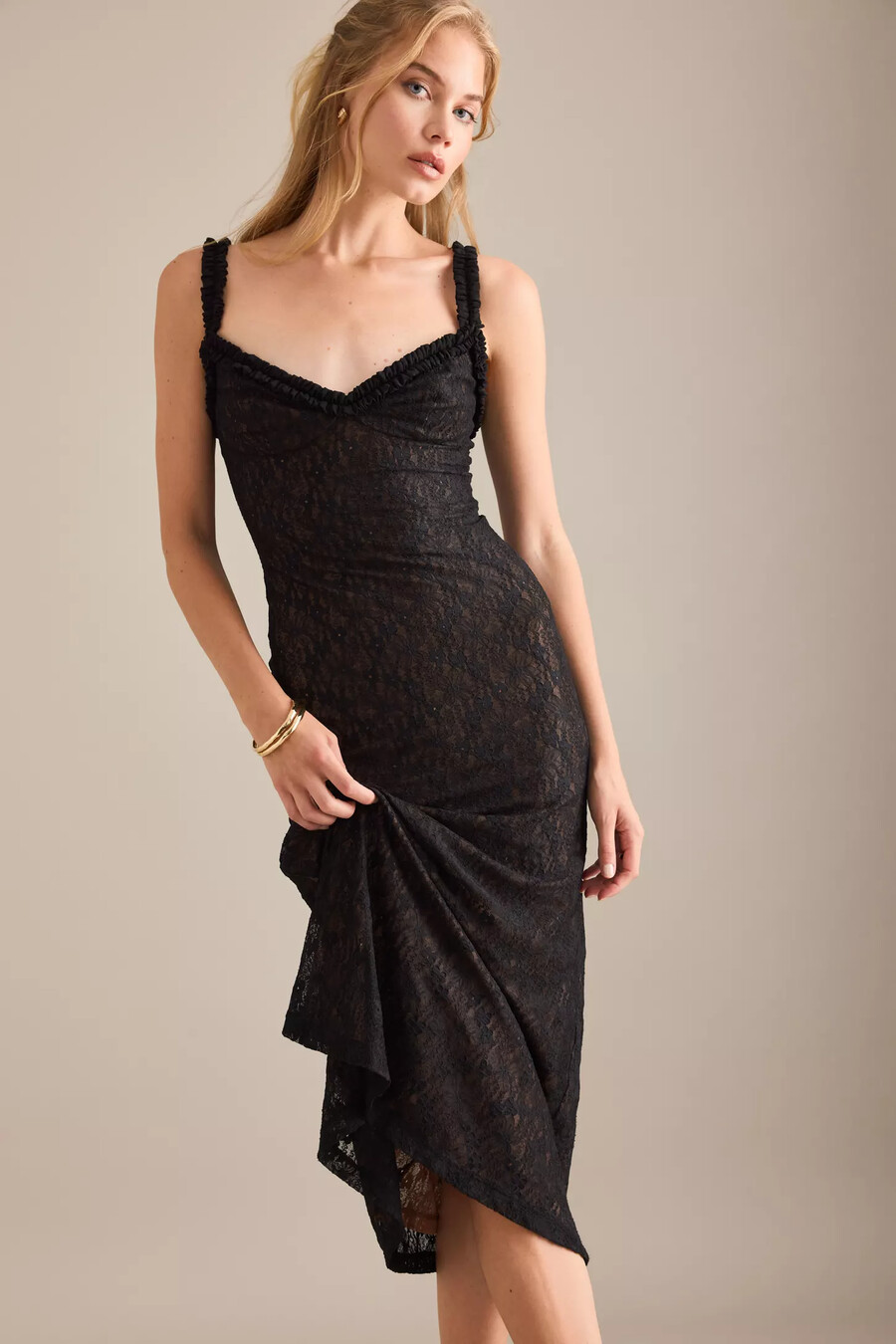 vestido midi de encaje alegra de bardot