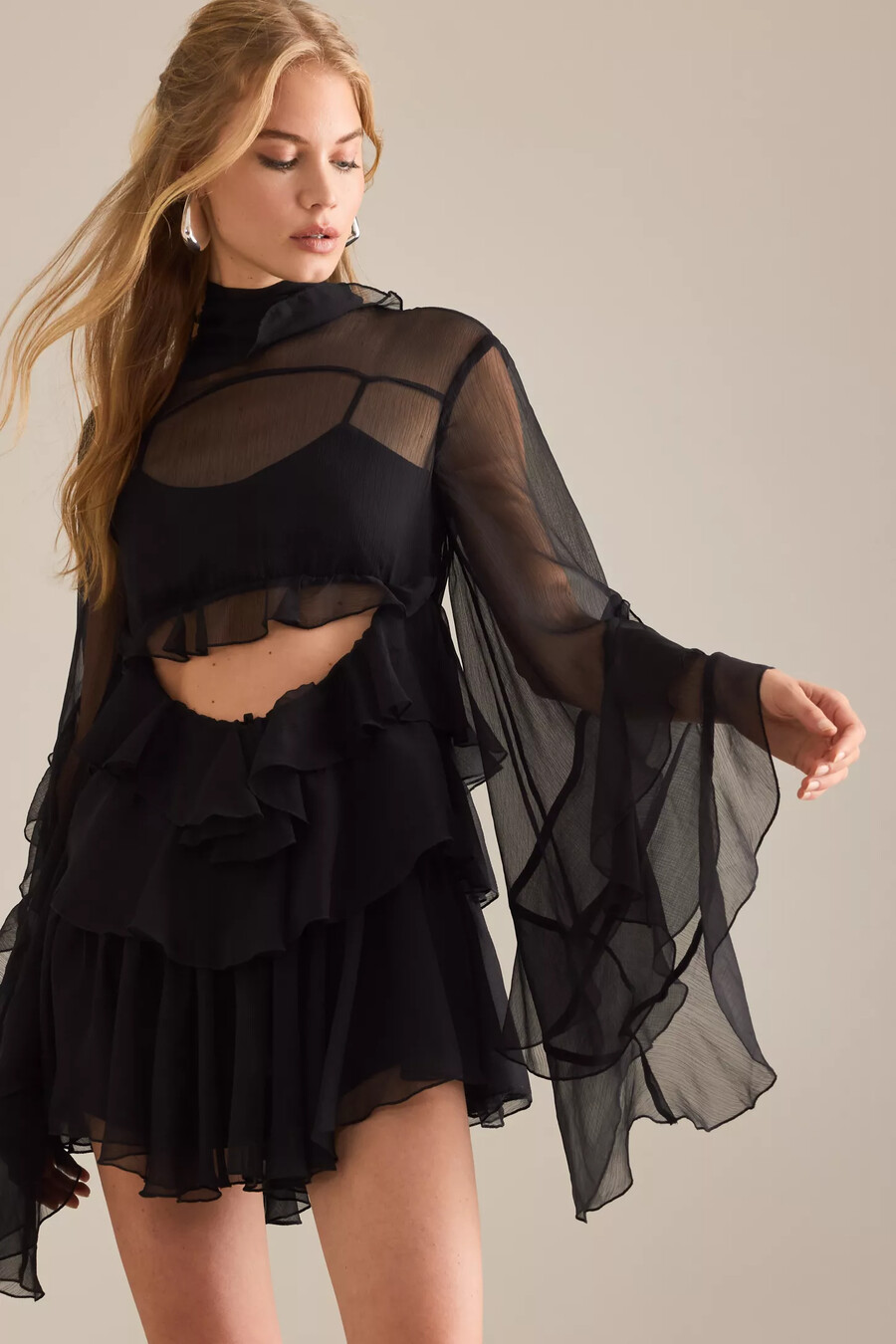 vestido mini con volantes anyssa de bardot