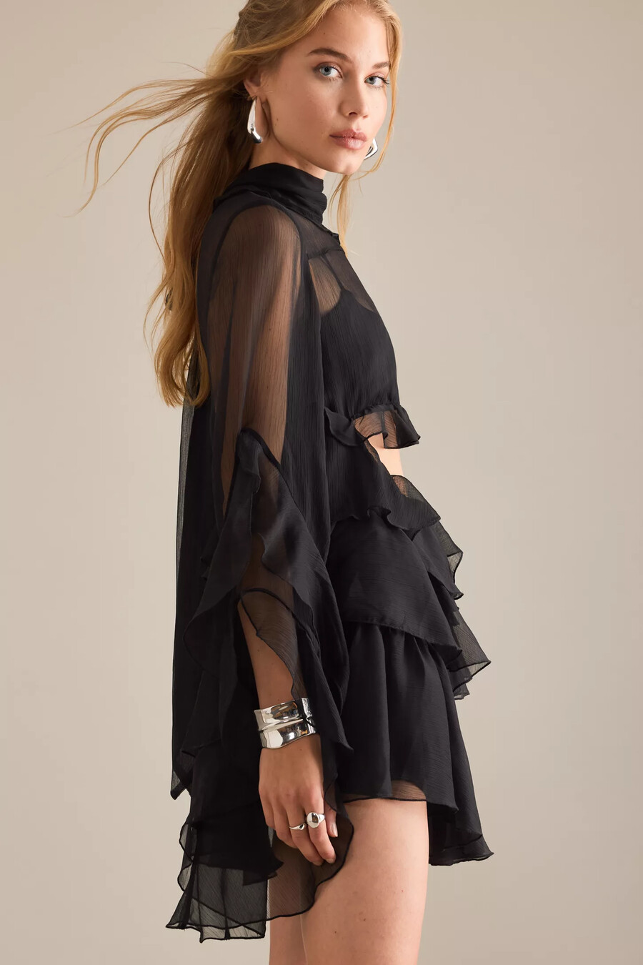 vestido mini con volantes anyssa de bardot