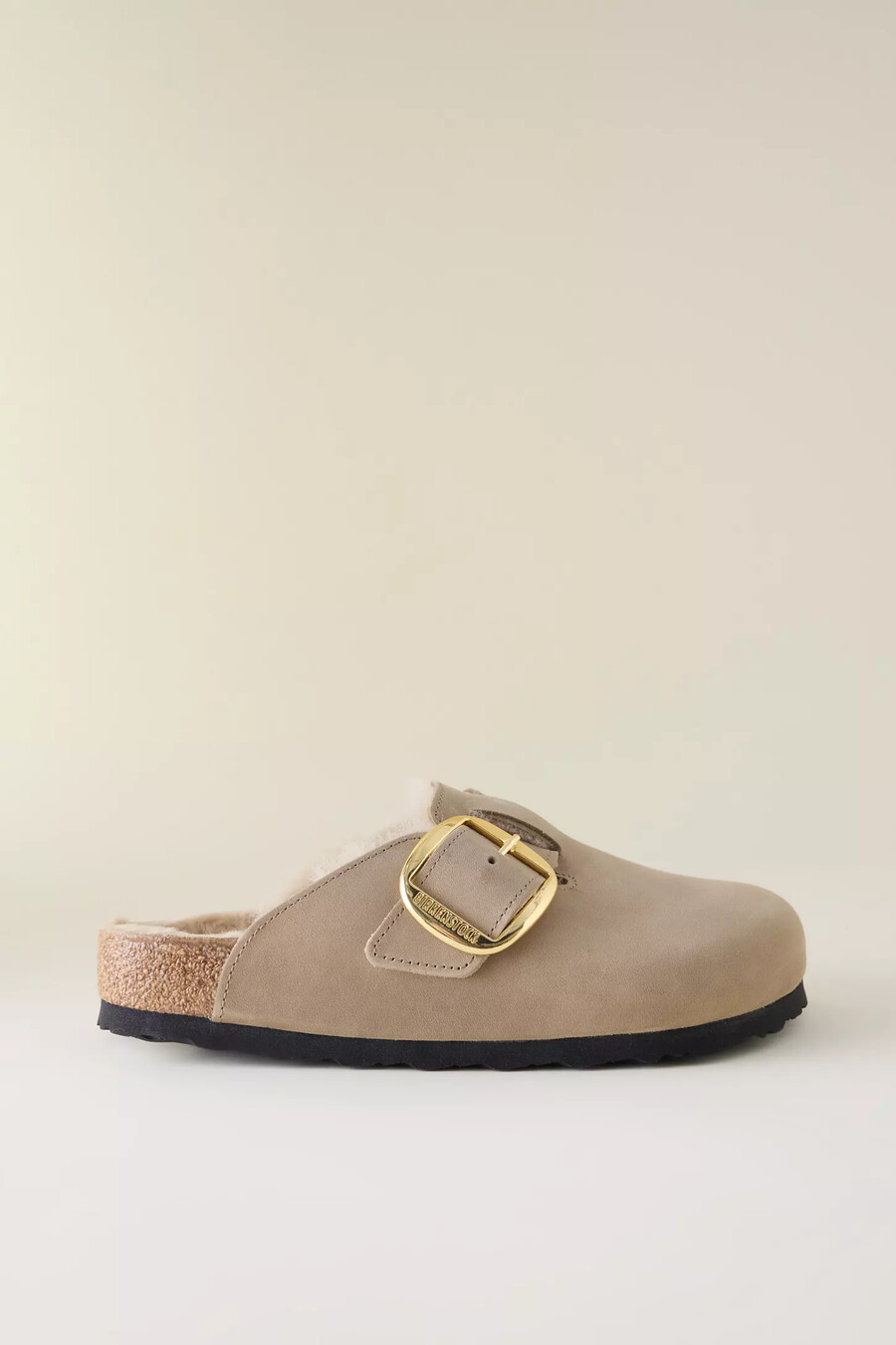 zuecos de piel de oveja con hebilla grande birkenstock boston