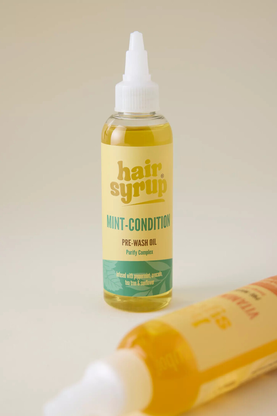 aceite capilar prelavado acondicionador de menta con jarabe para el cabello