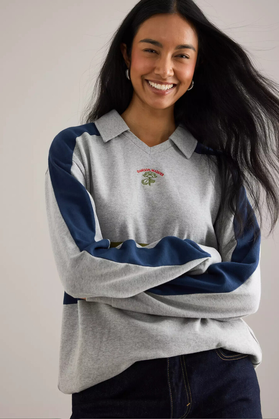 top de rugby con cuello en v damson madder verity