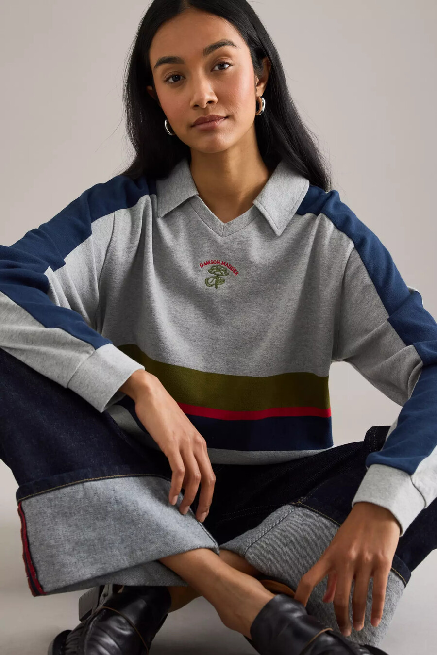 top de rugby con cuello en v damson madder verity
