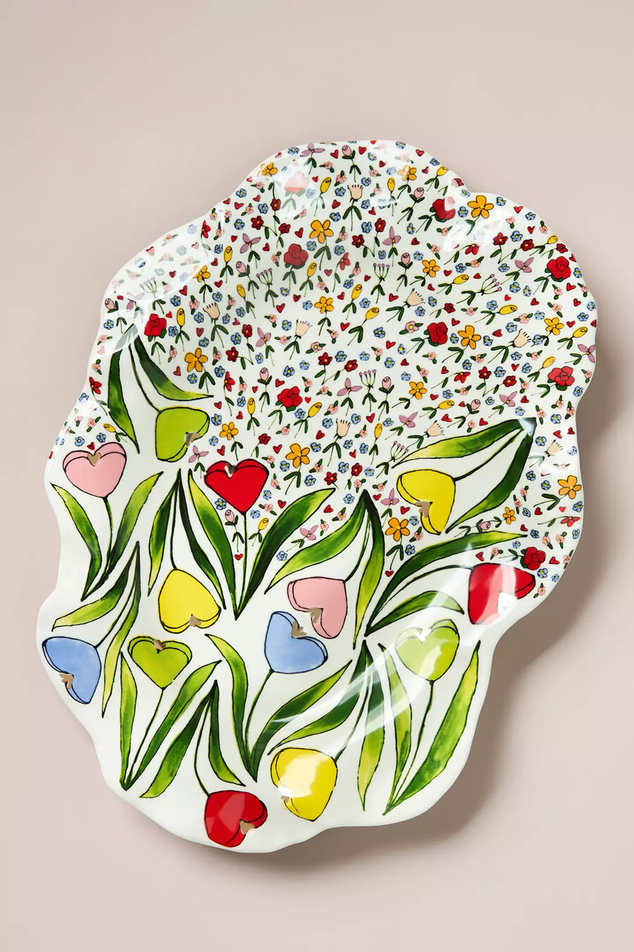 plato de cerámica con corazones florecientes de mud fairy