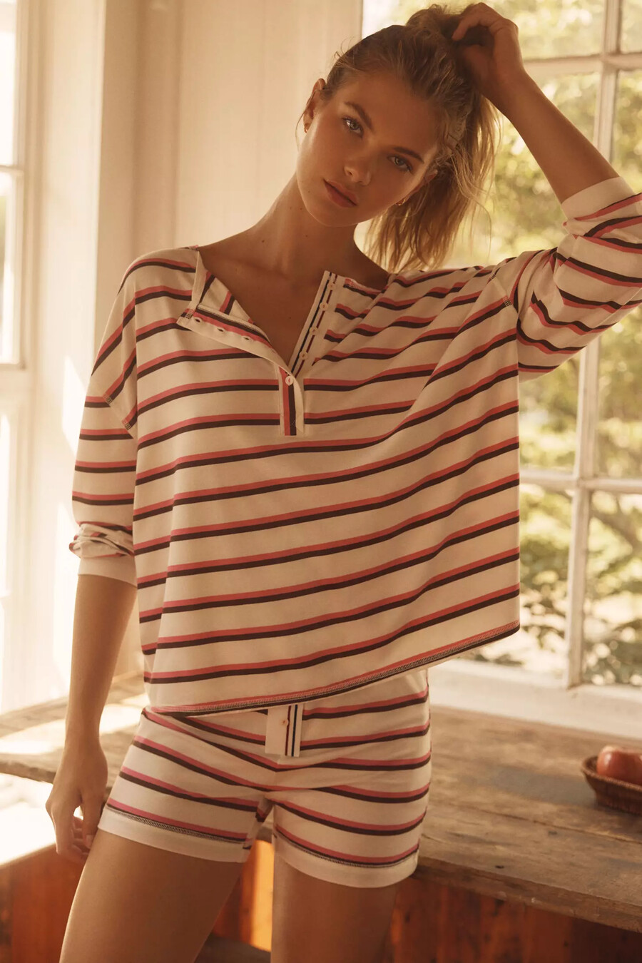 top henley holgado de manga larga briar de lyrebird