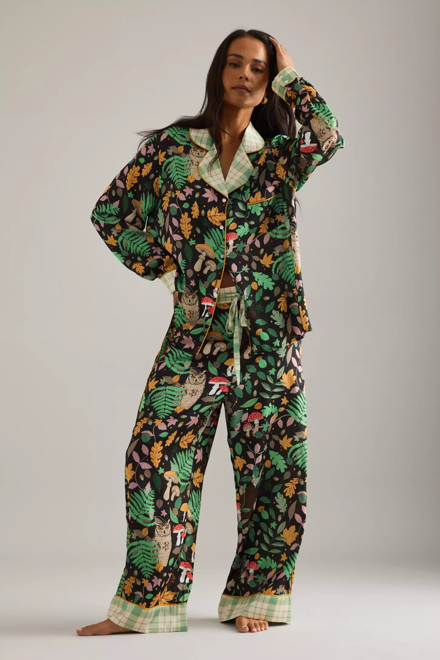conjunto de pijama largo bosque mágico de karen mabon