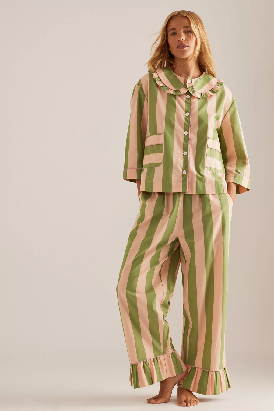 pijama largo de algodón a rayas tbco