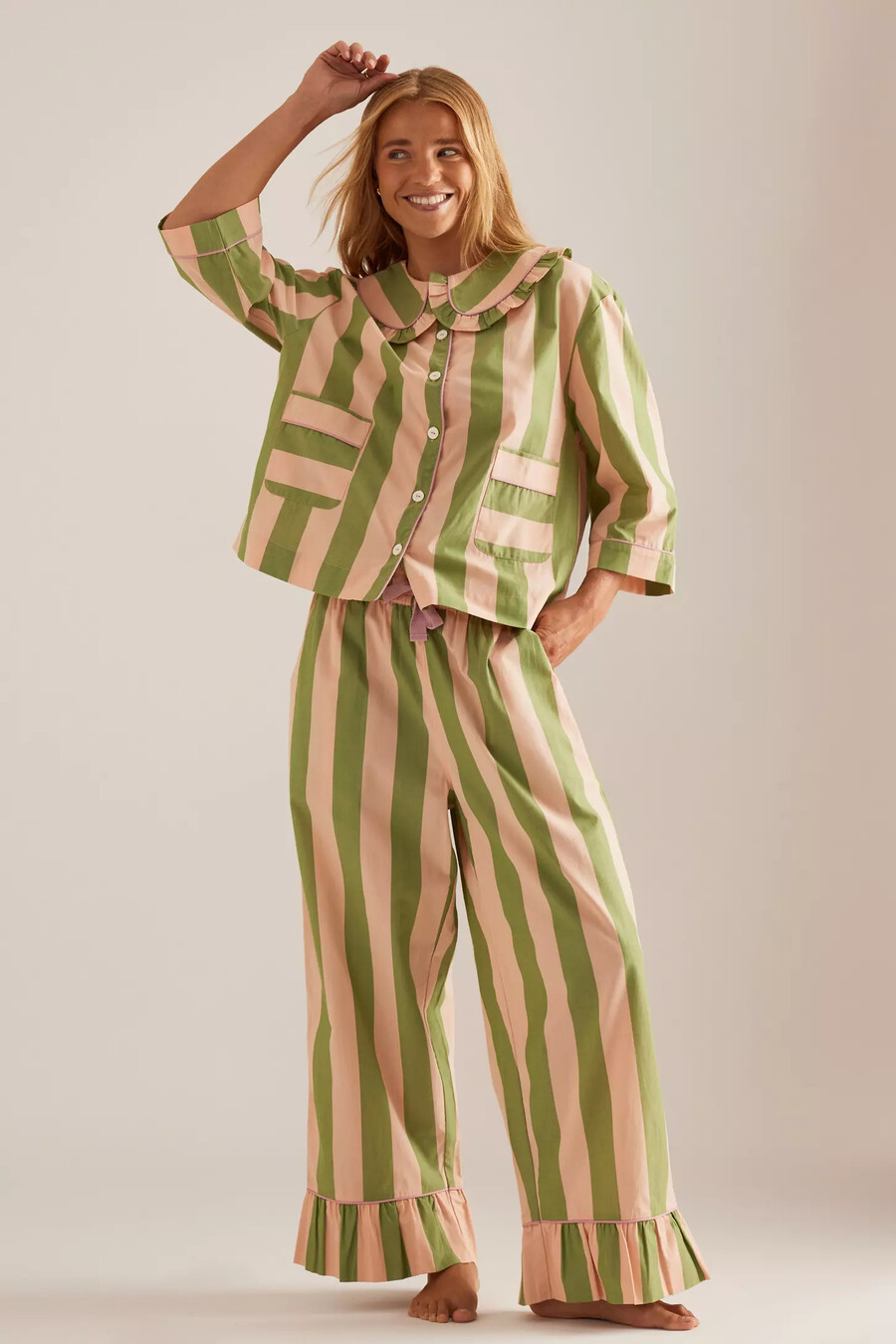 pijama largo de algodón a rayas tbco