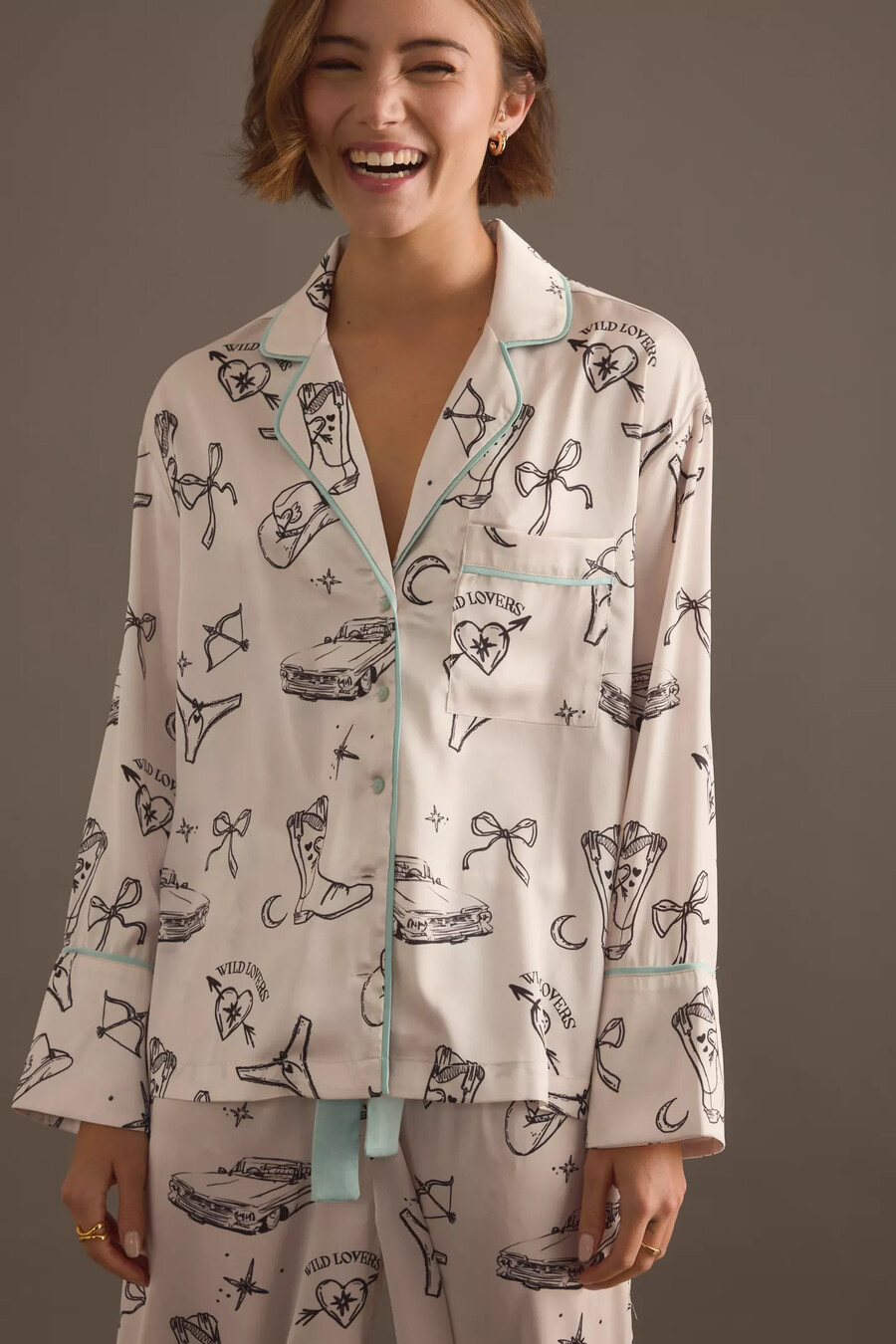 camisa de pijama de manga larga wild lovers tia