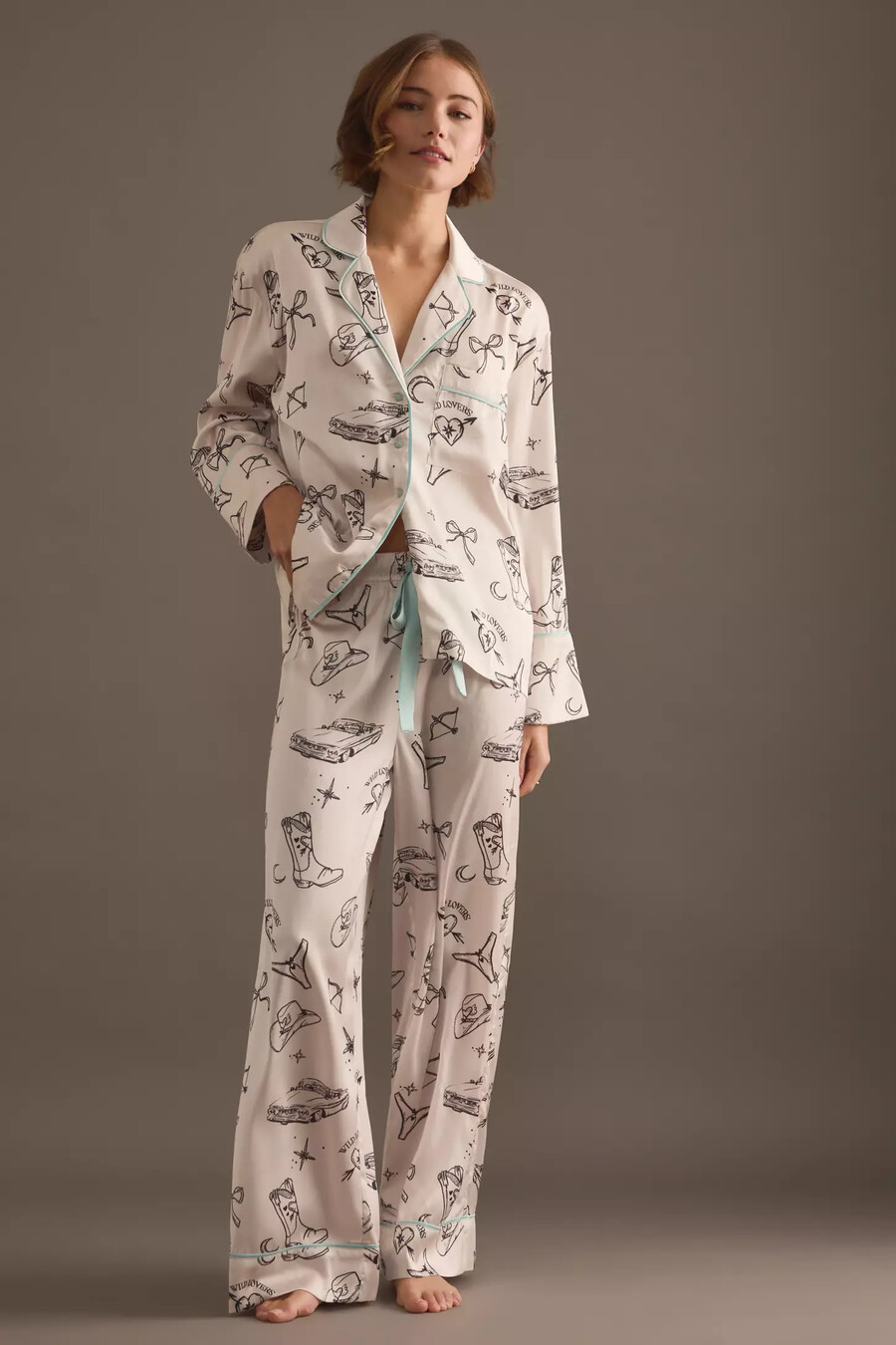 camisa de pijama de manga larga wild lovers tia