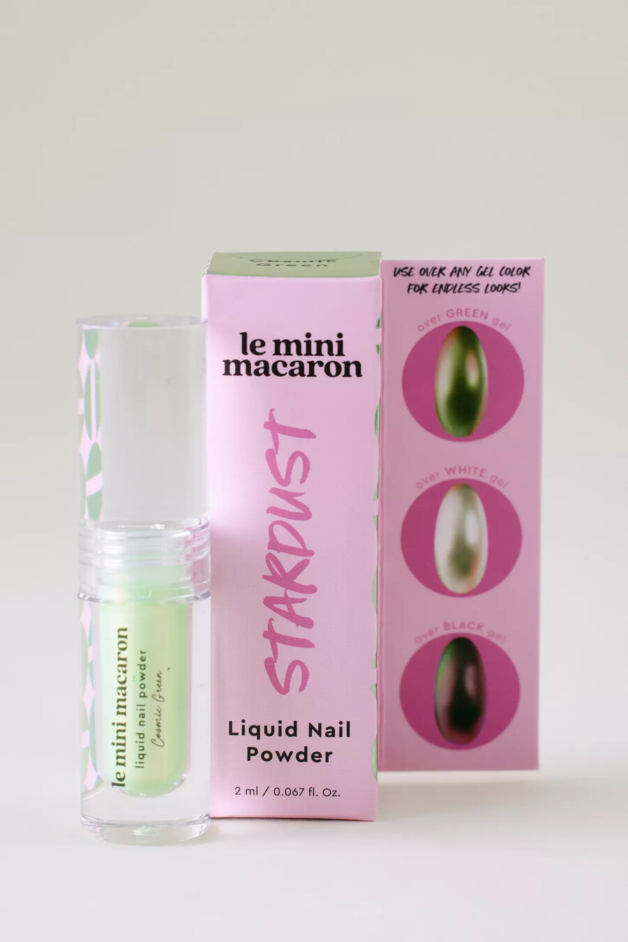 polvo líquido para uñas le mini macaron cosmic green