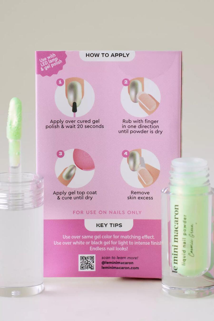 polvo líquido para uñas le mini macaron cosmic green