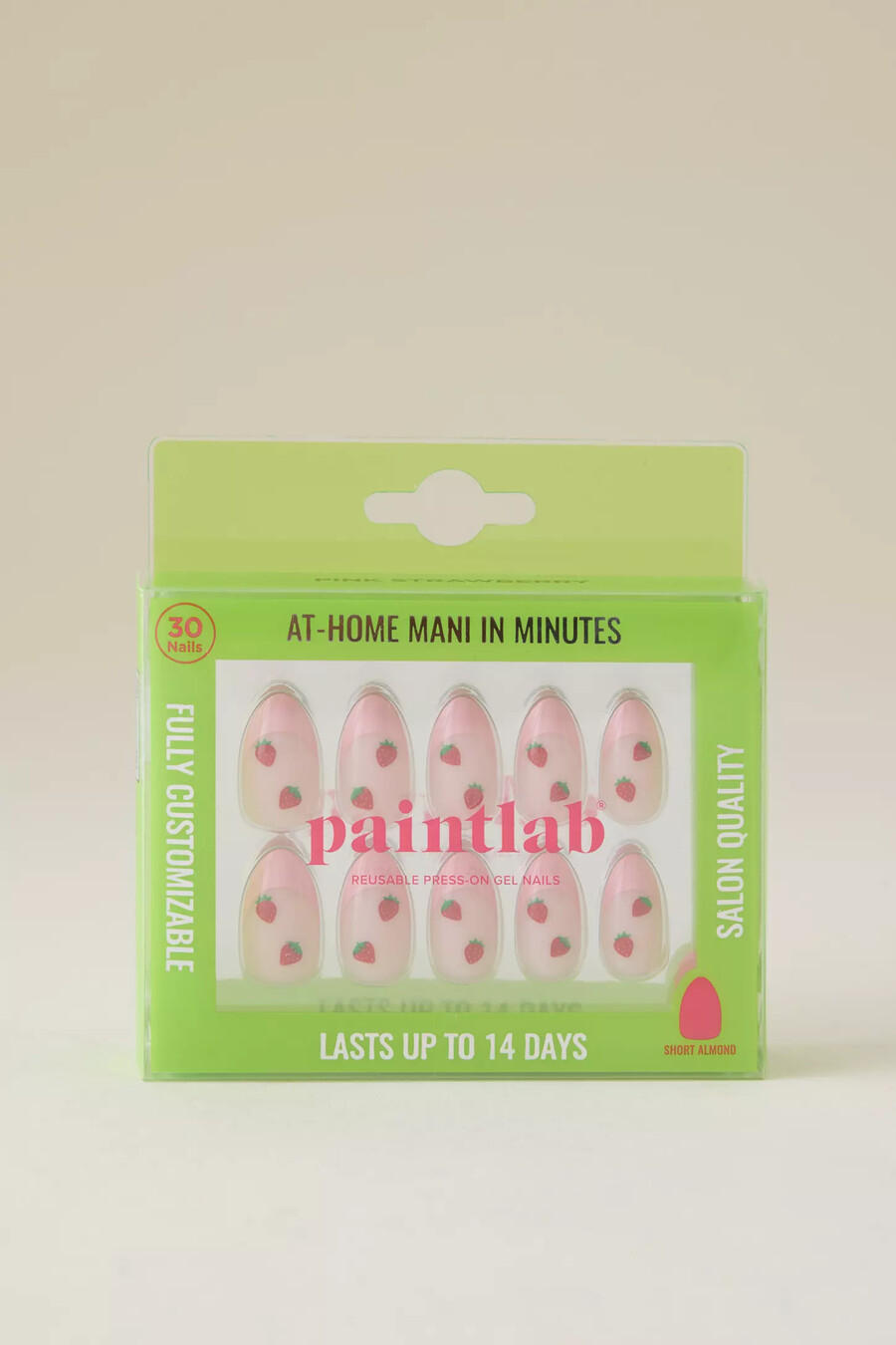 uñas postizas de fresa rosa de paintlab