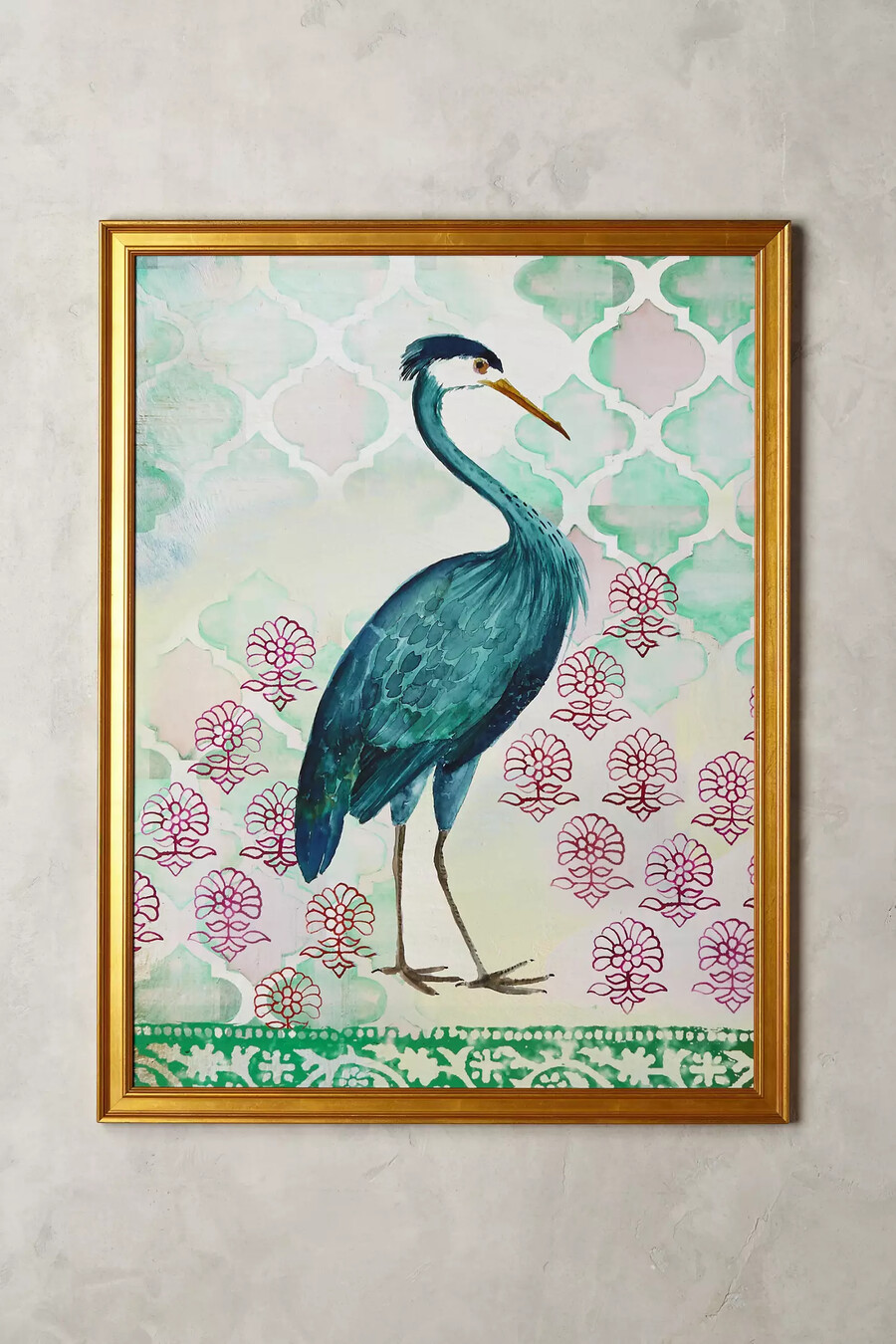 arte de pared de garza azul