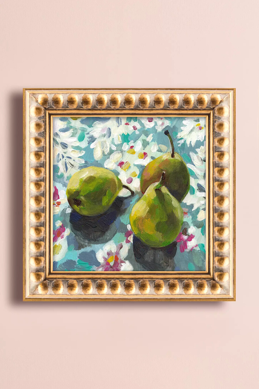 arte de pared perlas entre flores