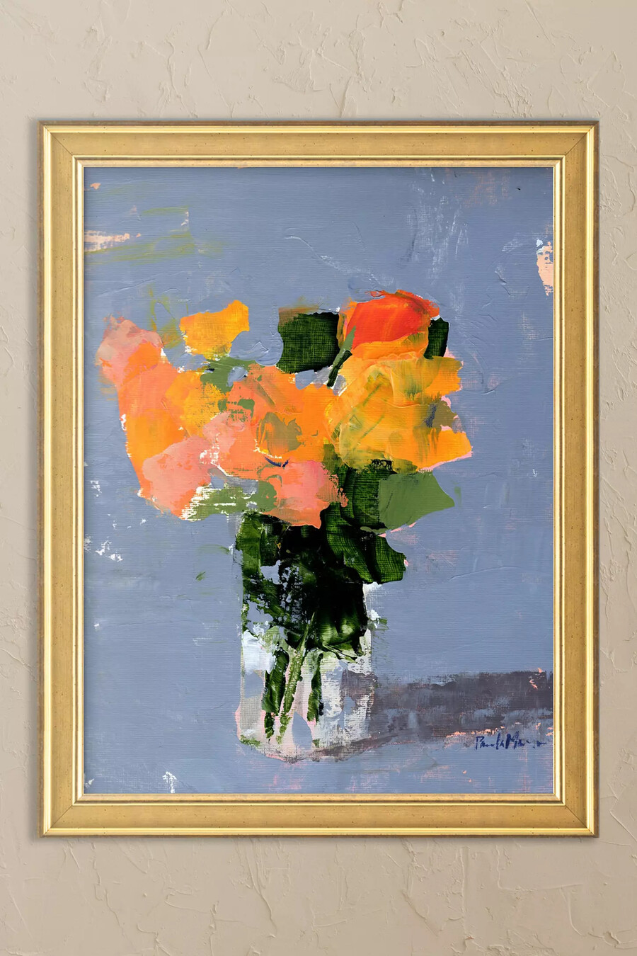 arte de pared enmarcado con flores de primavera