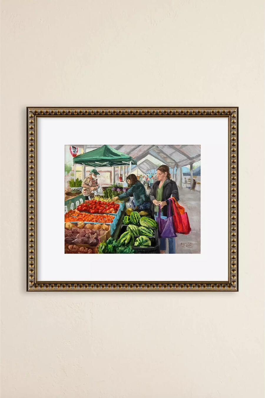 arte de pared enmarcado del mercado de agricultores