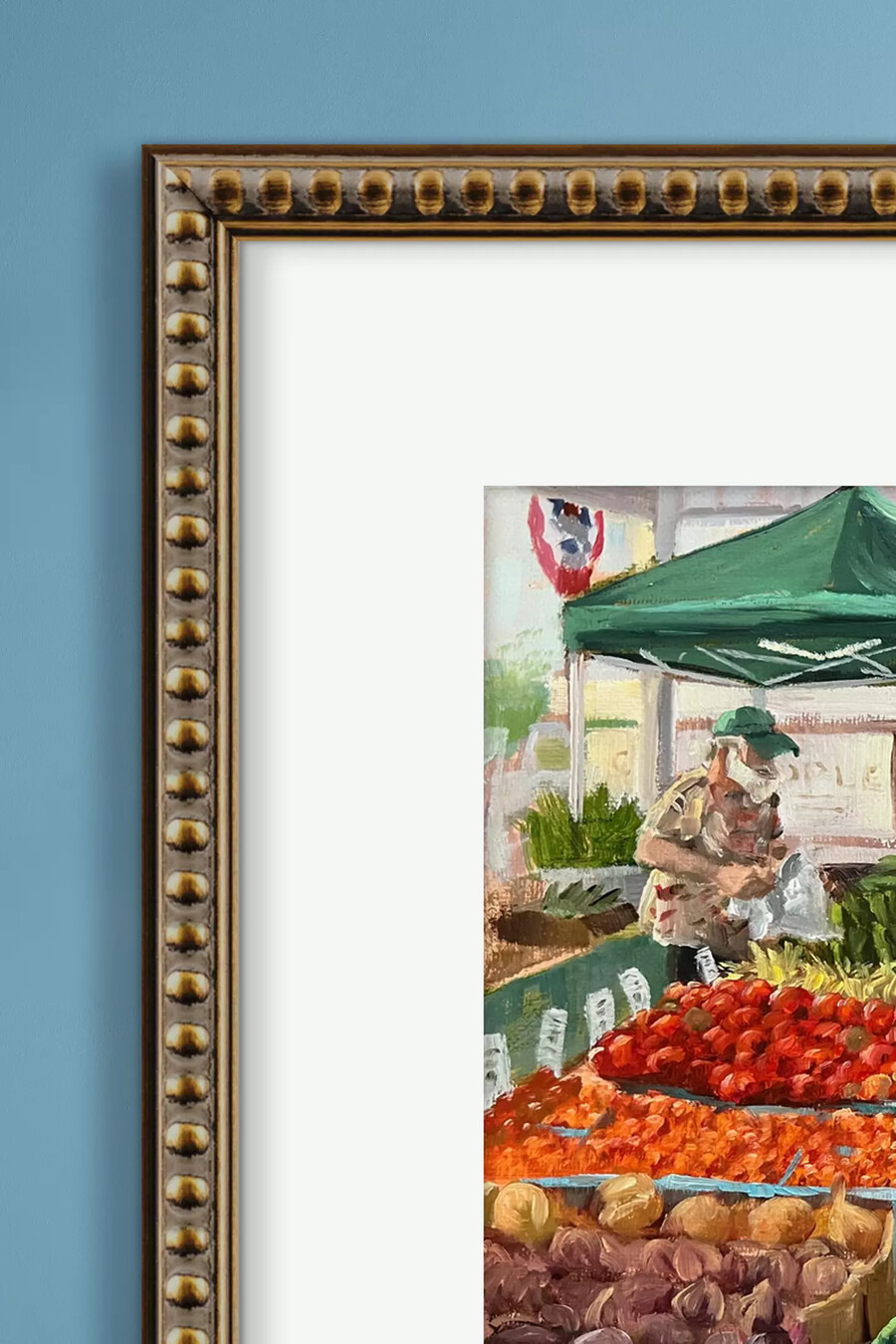 arte de pared enmarcado del mercado de agricultores