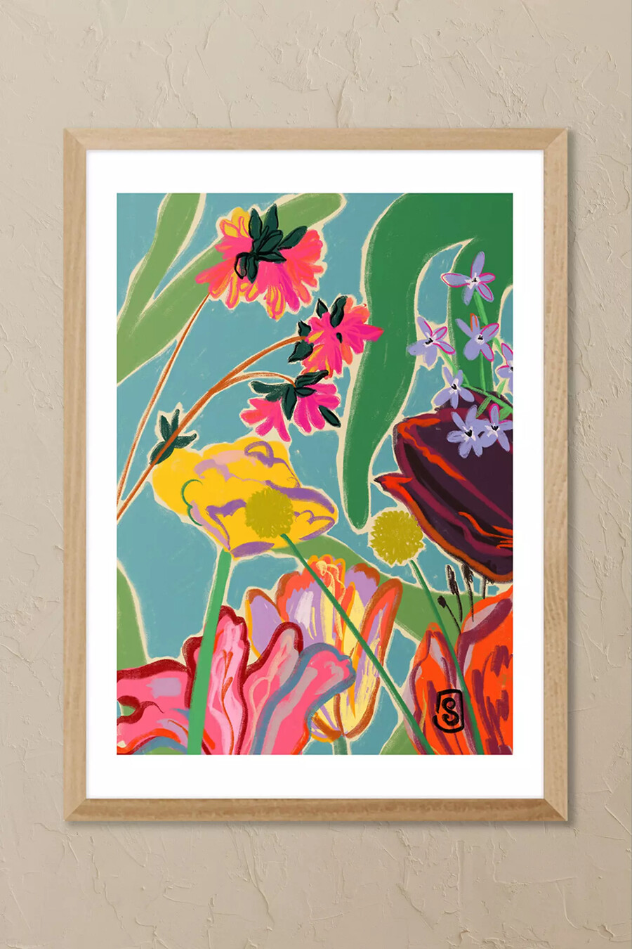 arte de pared enmarcado con meditación de flores coloridas de east end prints