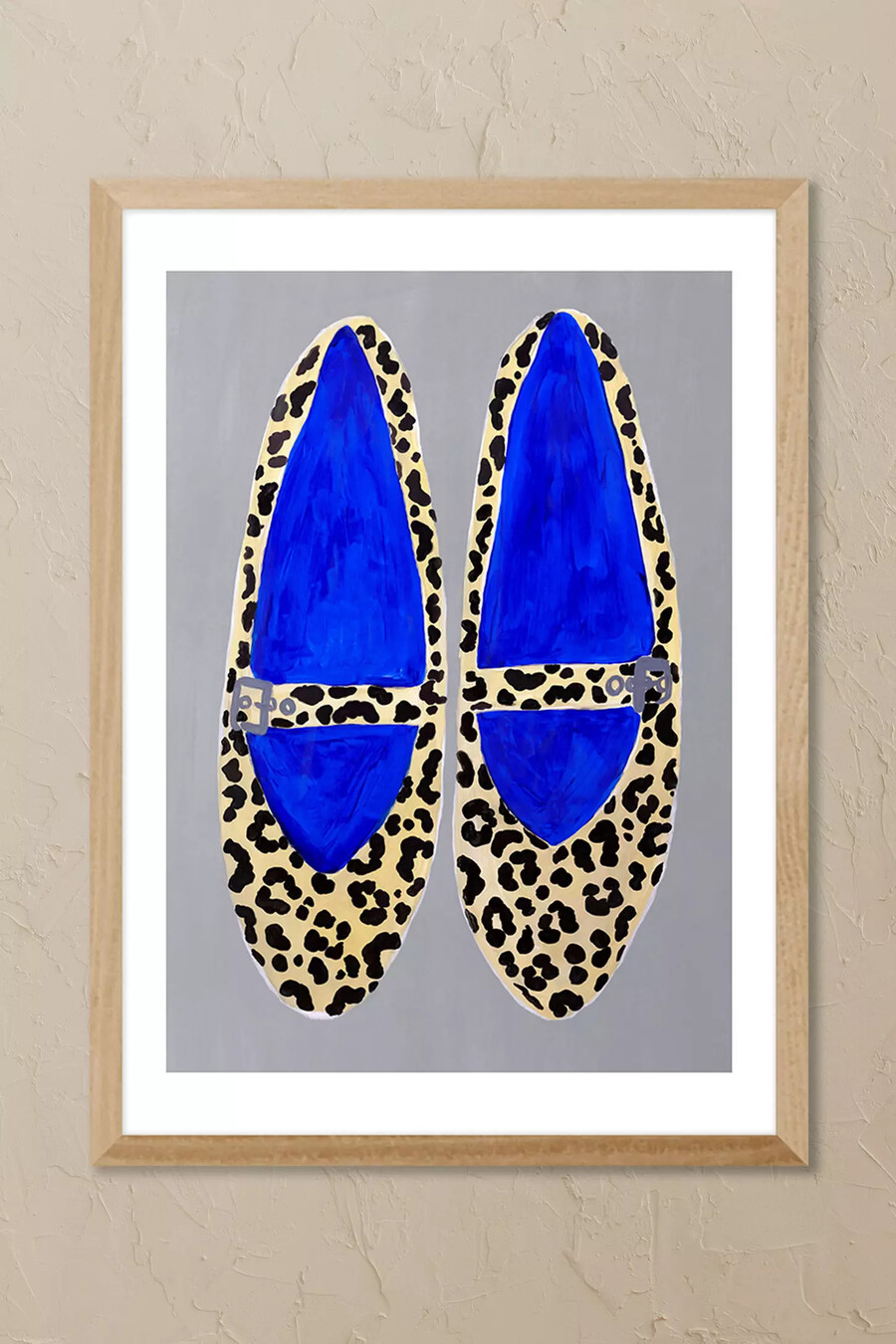 arte de pared enmarcado con zapatos de leopardo de east end prints