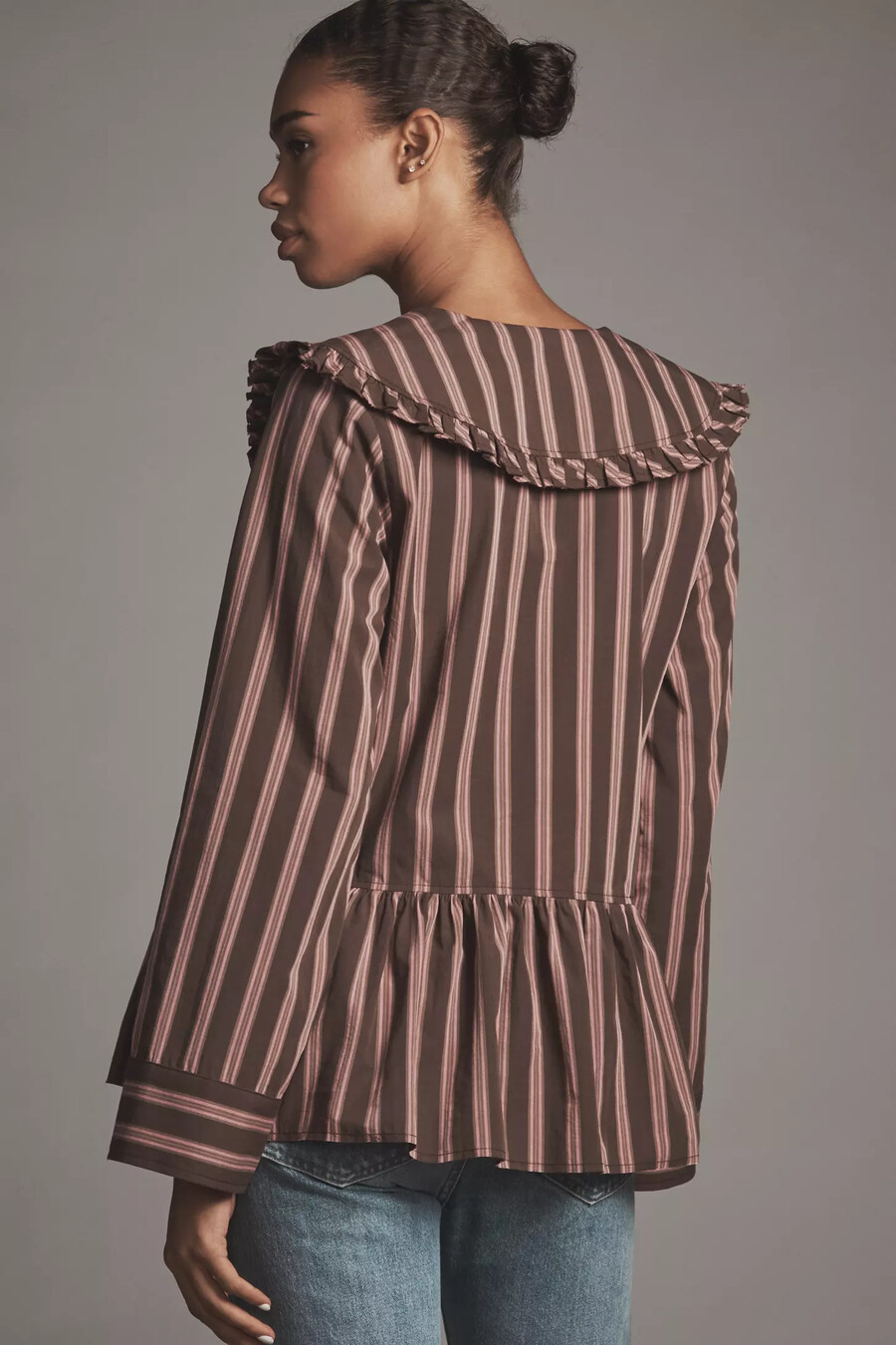 blusa de algodón con cuello y manga larga maeve